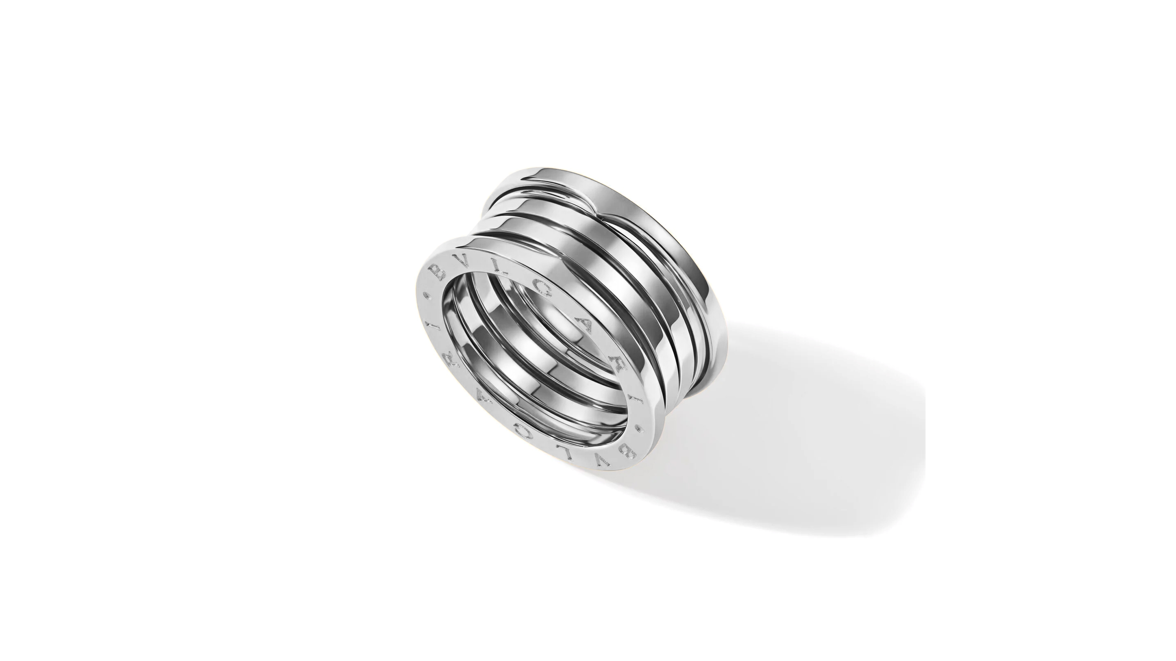 кольцо bvlgari b.zero1 в белом золоте, широкая модель 3 витка