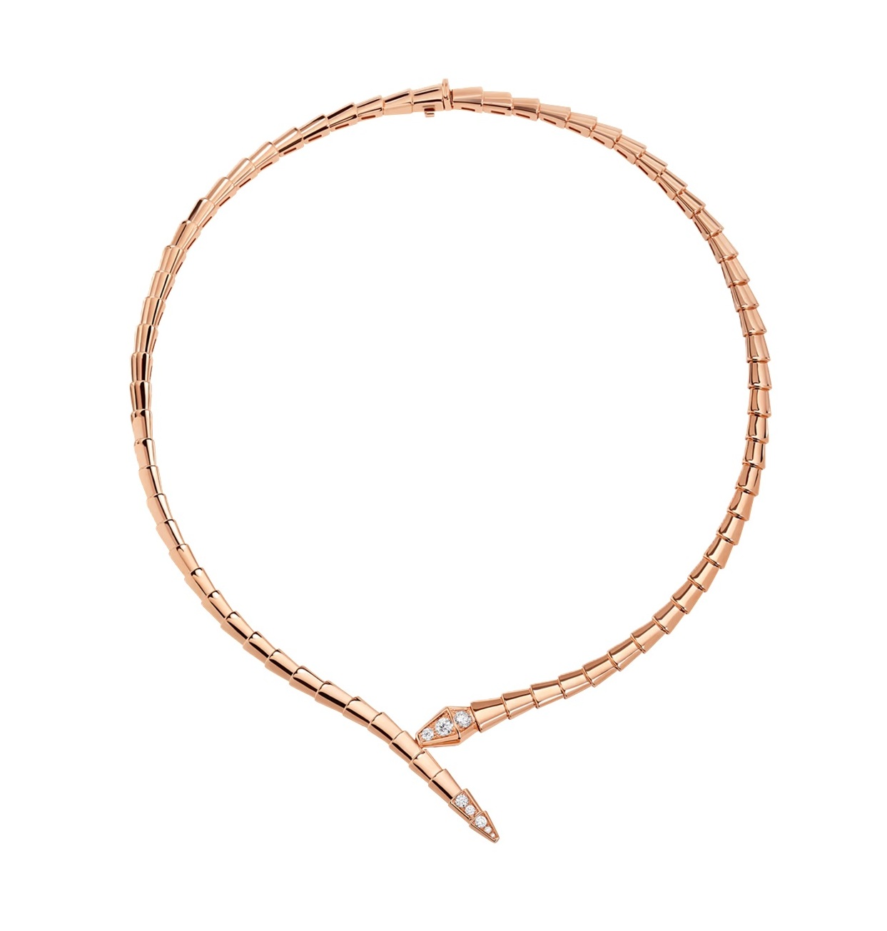 колье bvlgari serpenti viper розовое золото с бриллиантами 0.41 ct.