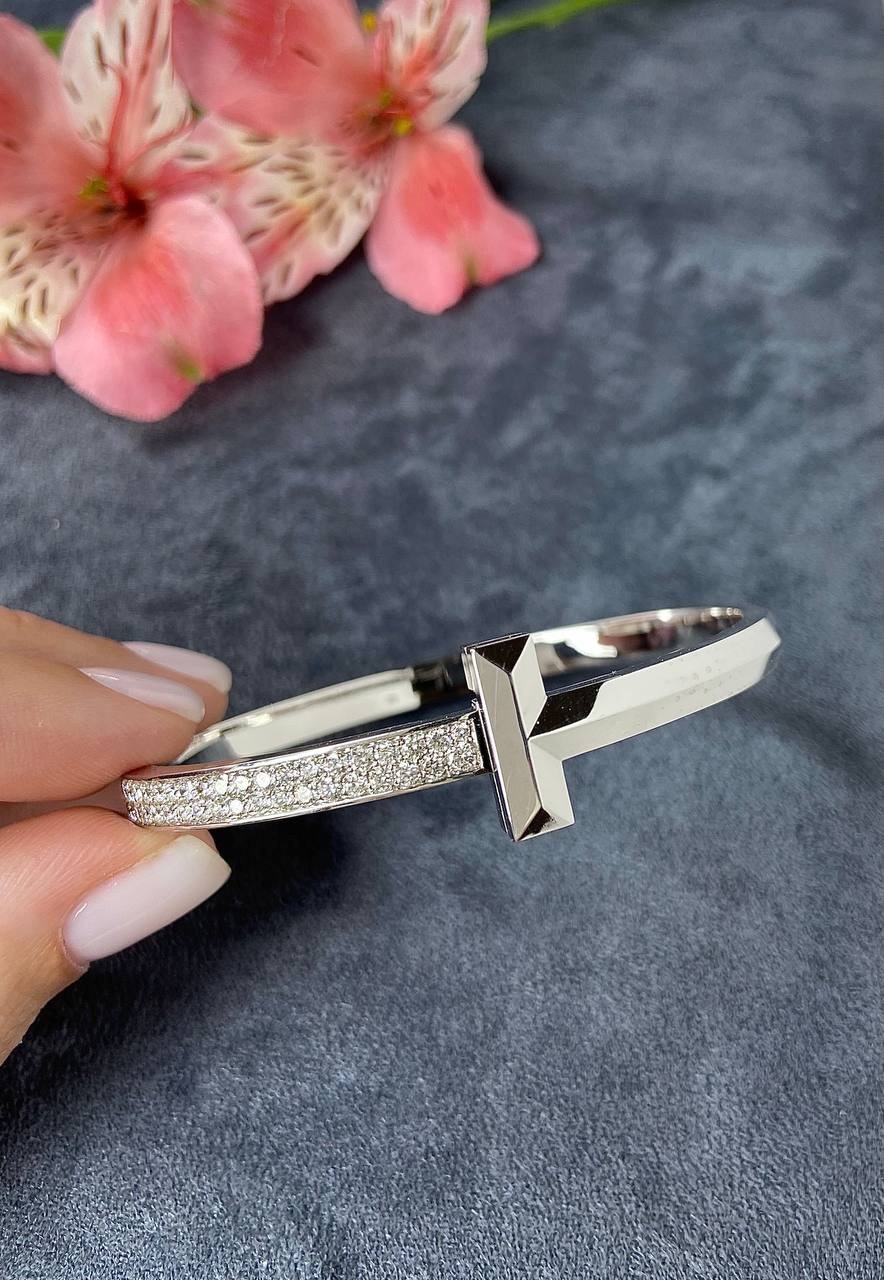 браслет tiffany & co t1 с бриллиантами в белом золоте