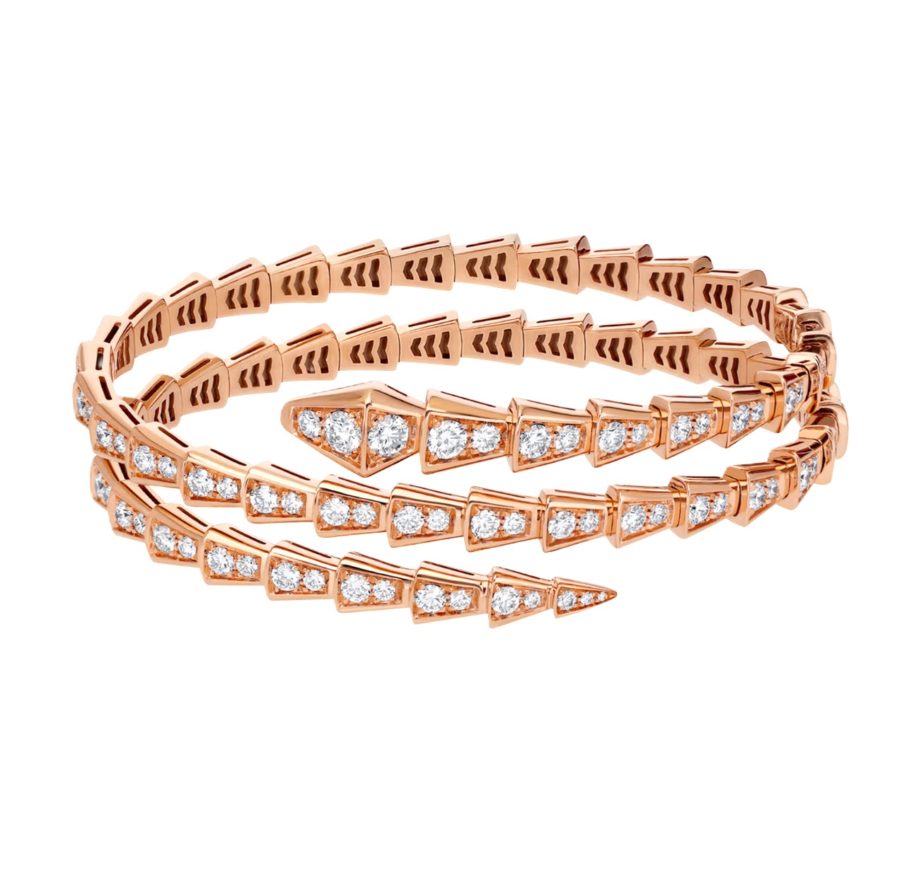 браслет serpenti viper bracelet розовое золото с бриллиантами 5.89 ct.