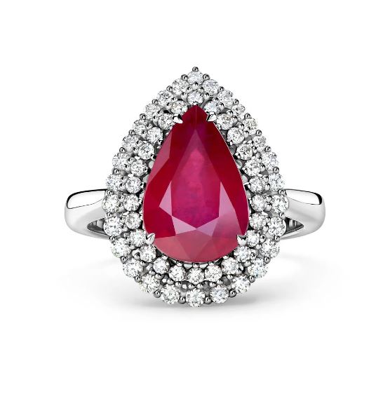 кольцо из белого золота с рубином 4.34 ct и бриллиантами 0.57 ct