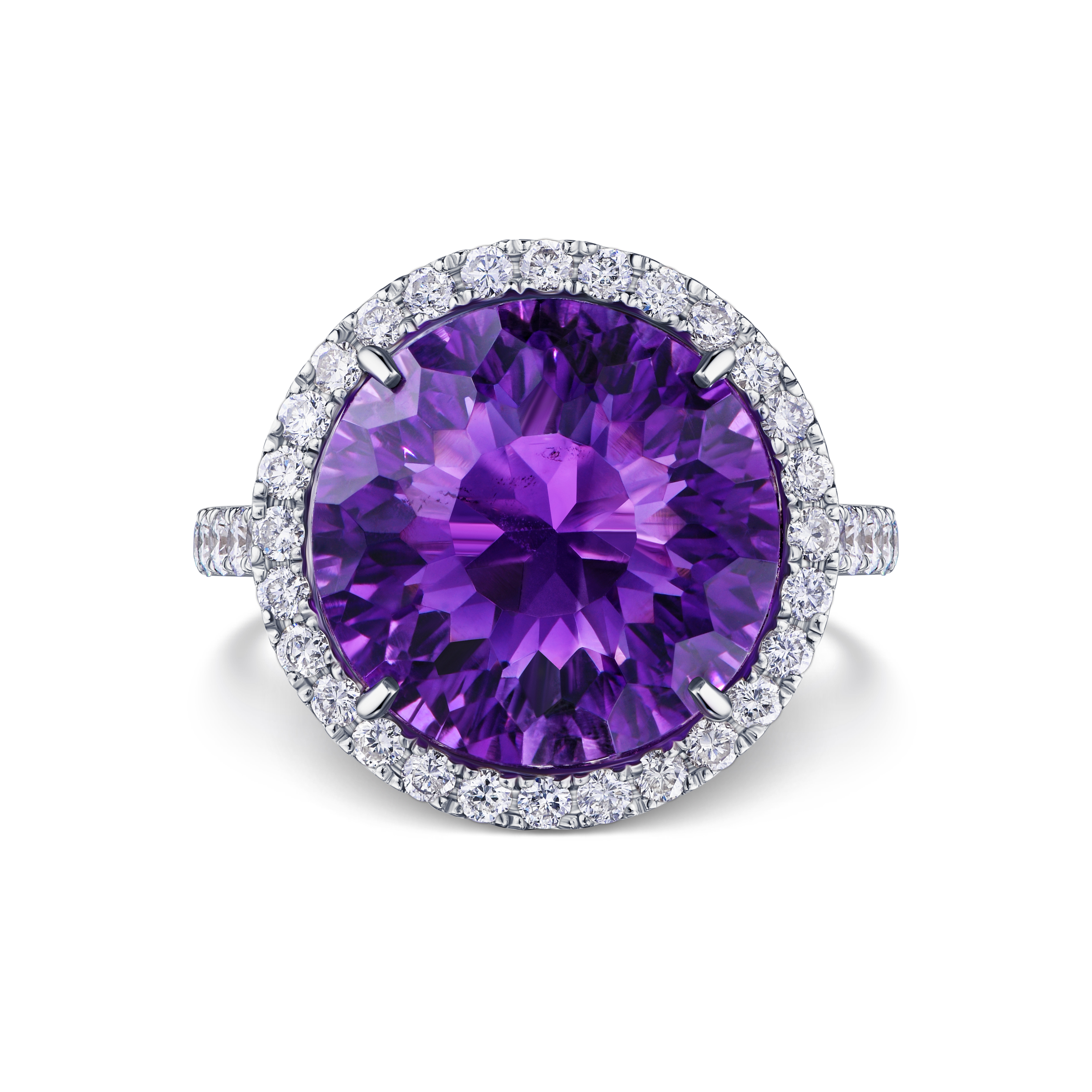 кольцо с аметистом  9,98 ct и бриллиантами