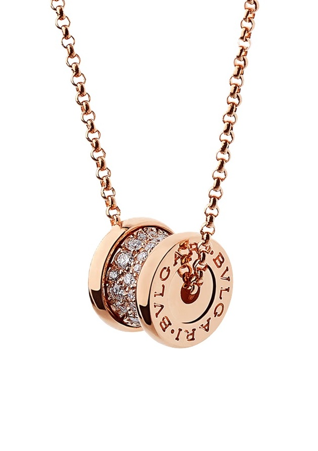 колье bvlgari b.zero1 розовое золото с бриллиантами 0.31 ct.