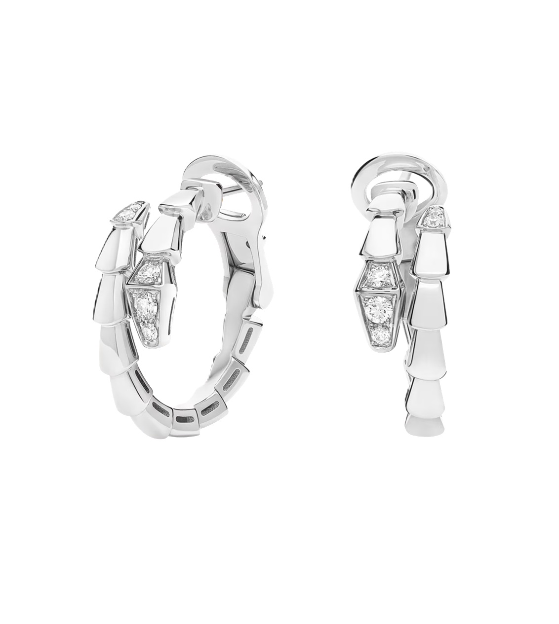 серьги bvlgari serpenti viper, белое золото, с бриллиантами 0.18 ct.