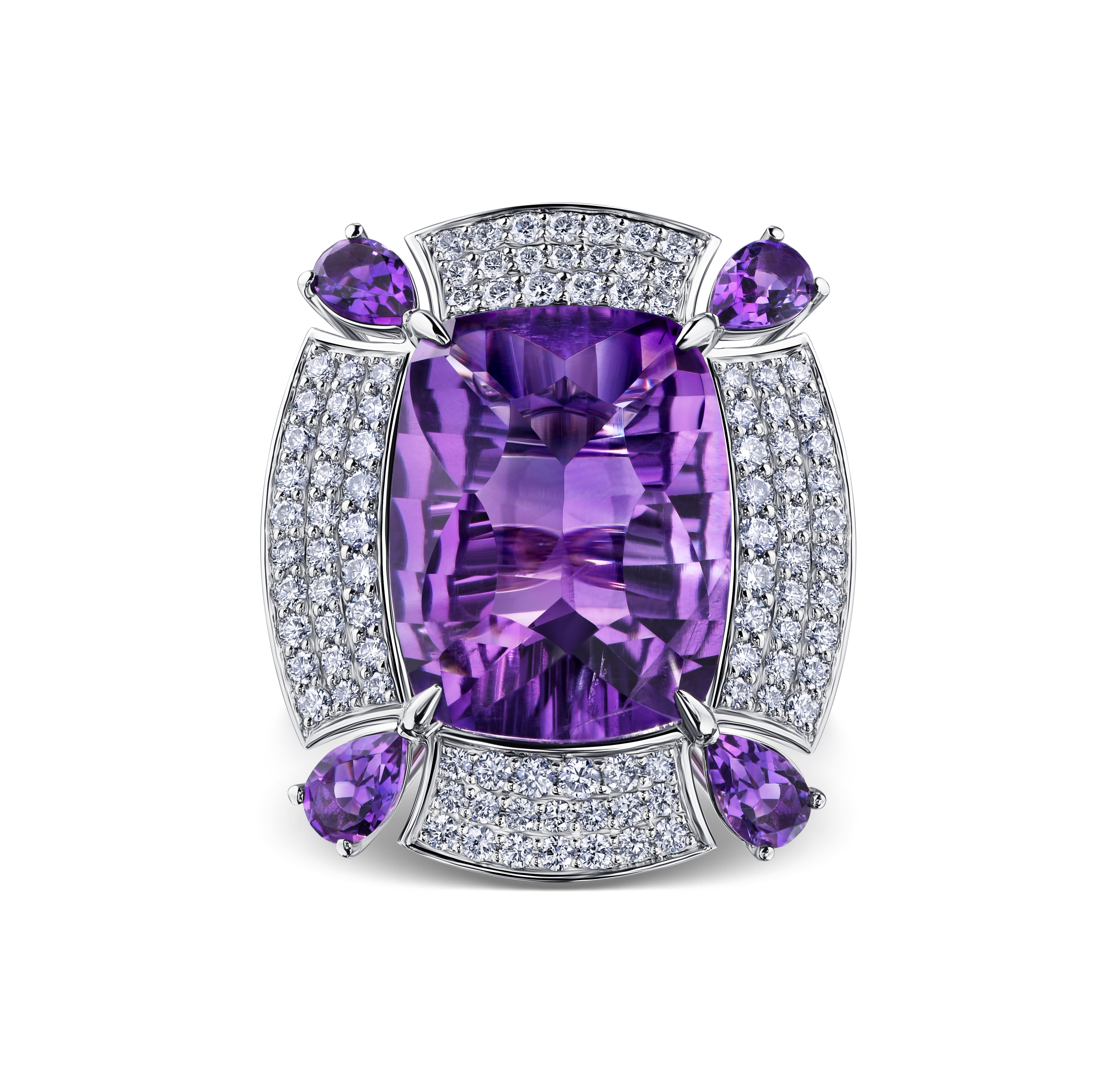 кольцо с аметистами 7,78 ct. и бриллианатами 0,42 ct.
