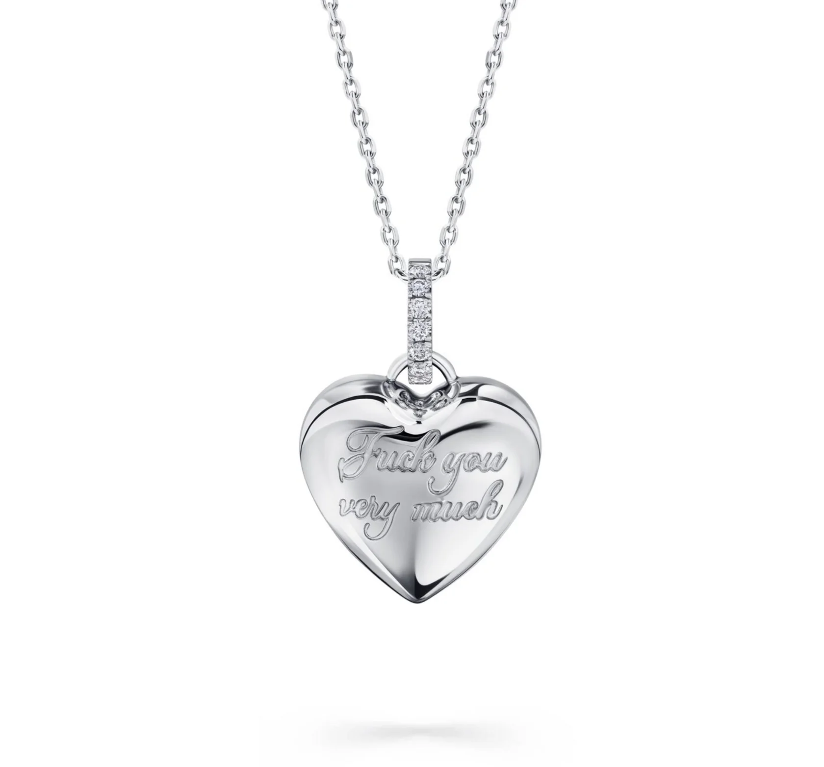 колье сердце из белого золота с бриллиантами 0.25 ct