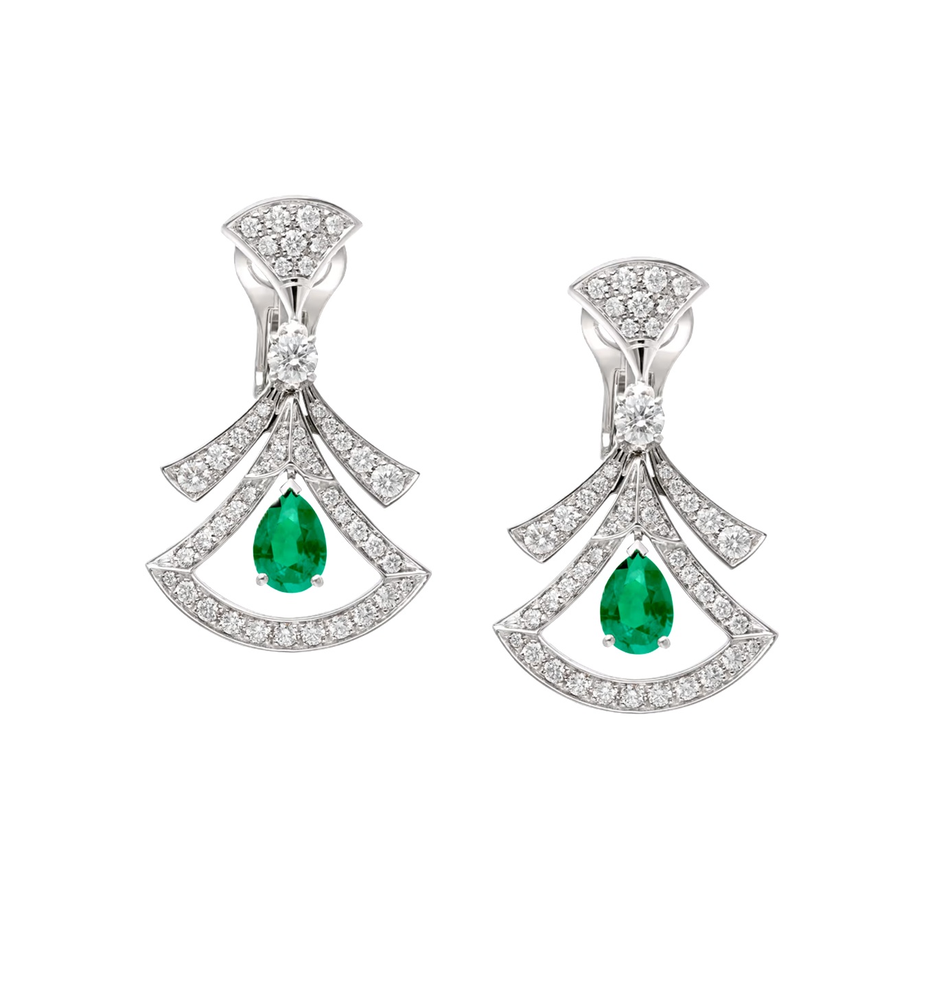 серьги bvlgari divas dream с бриллиантами 1.48 ct. и изумрудами