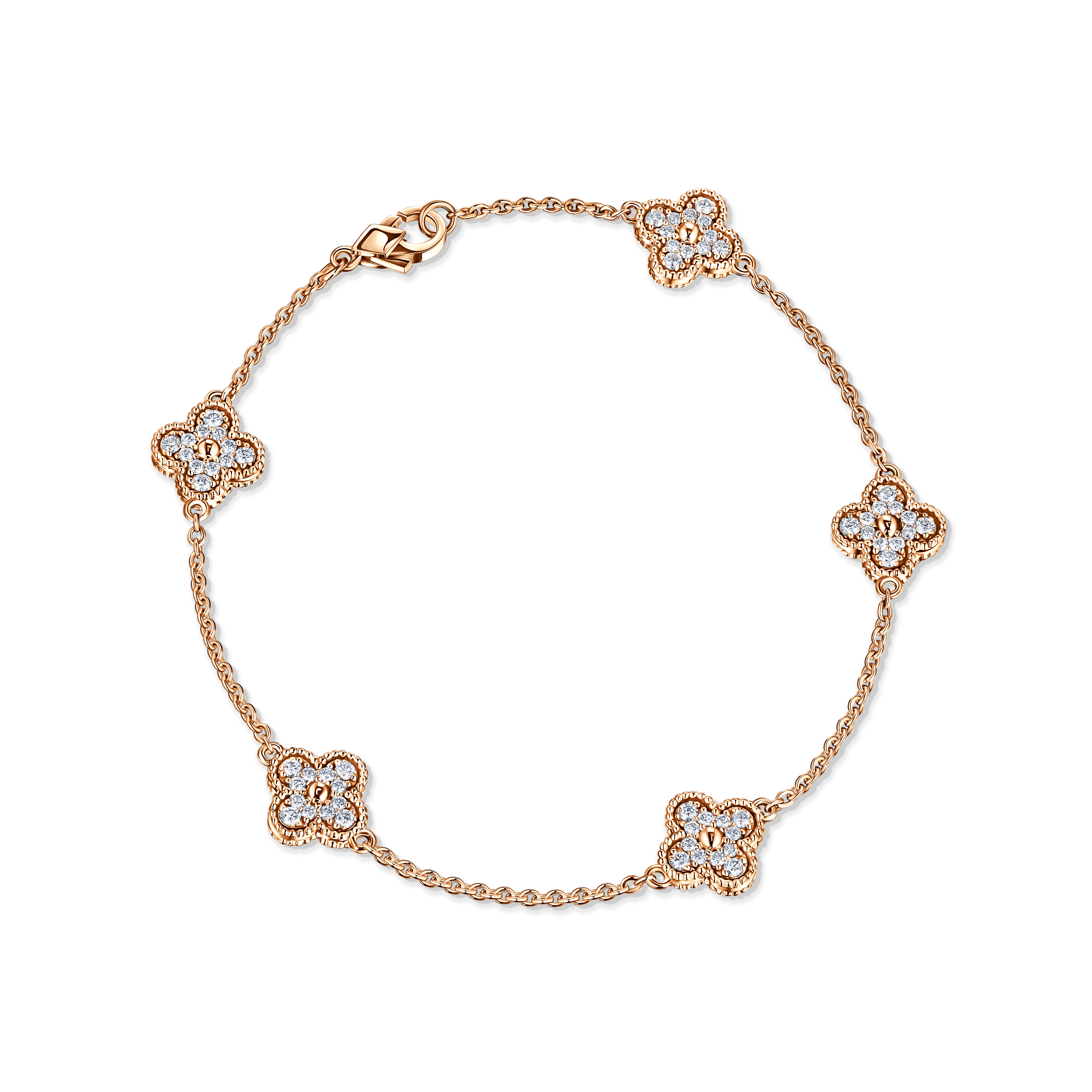 браслет van cleef & arpels vintage alhambra из розового золота 750 пробы с бриллиантами 2,41 ct