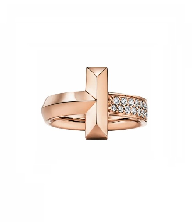 кольцо tiffany t1 из розового золота с бриллиантами