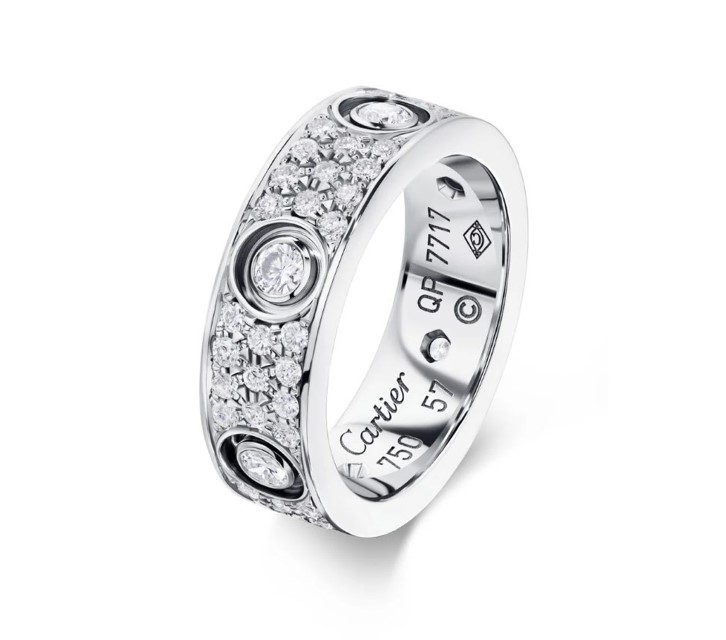 кольцо cartier love с бриллиантовым паве в белом золоте