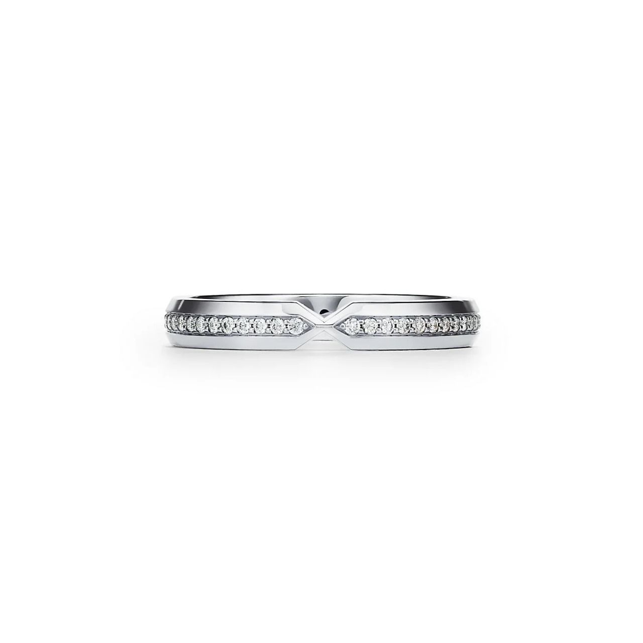 кольцо tiffany из белого золота с бриллиантами 0.13 ct
