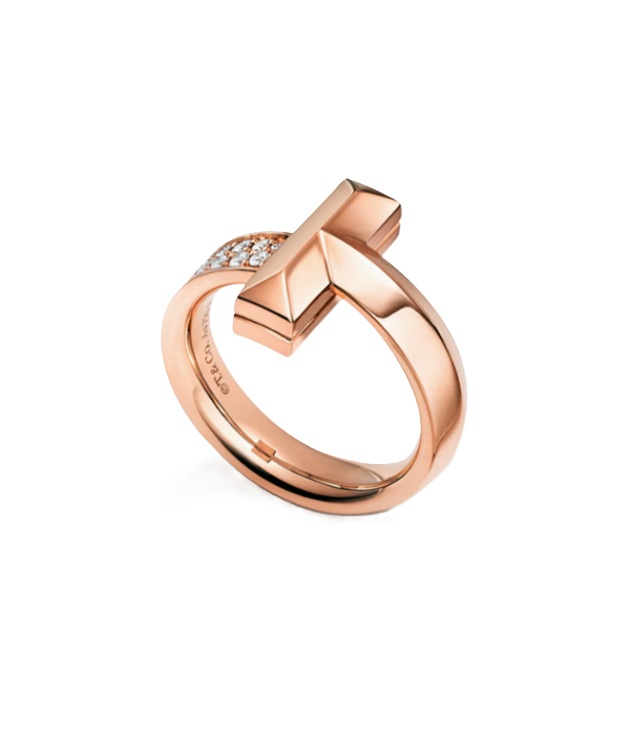 кольцо tiffany t1 из розового золота с бриллиантами