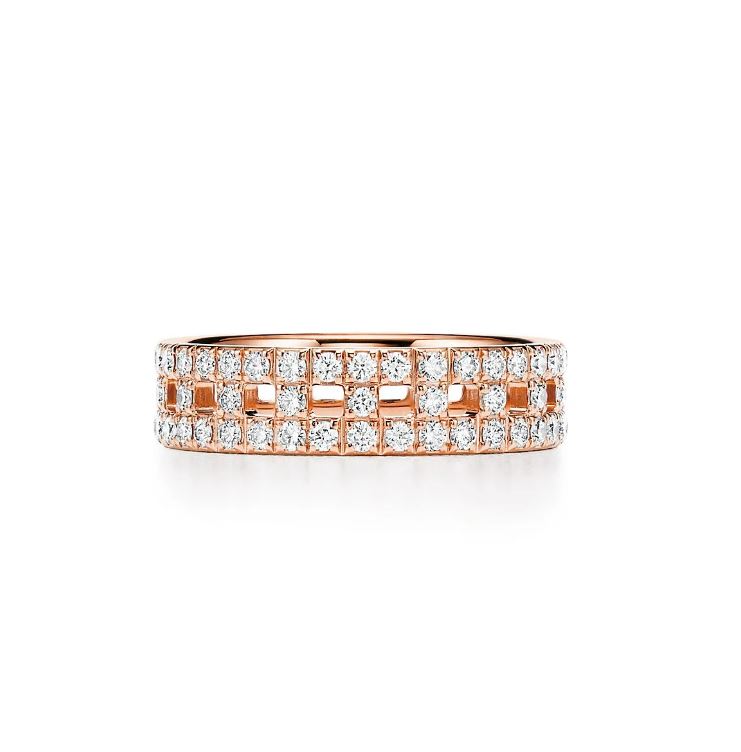 широкое кольцо true tiffany из розового золота 18 ct с бриллиантами 0.99 ct