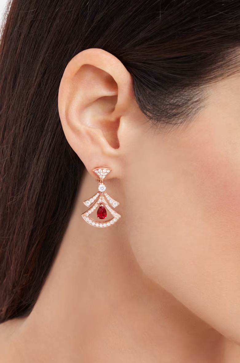 серьги bvlgari divas dream с бриллиантами 1.48 ct. и рубинами