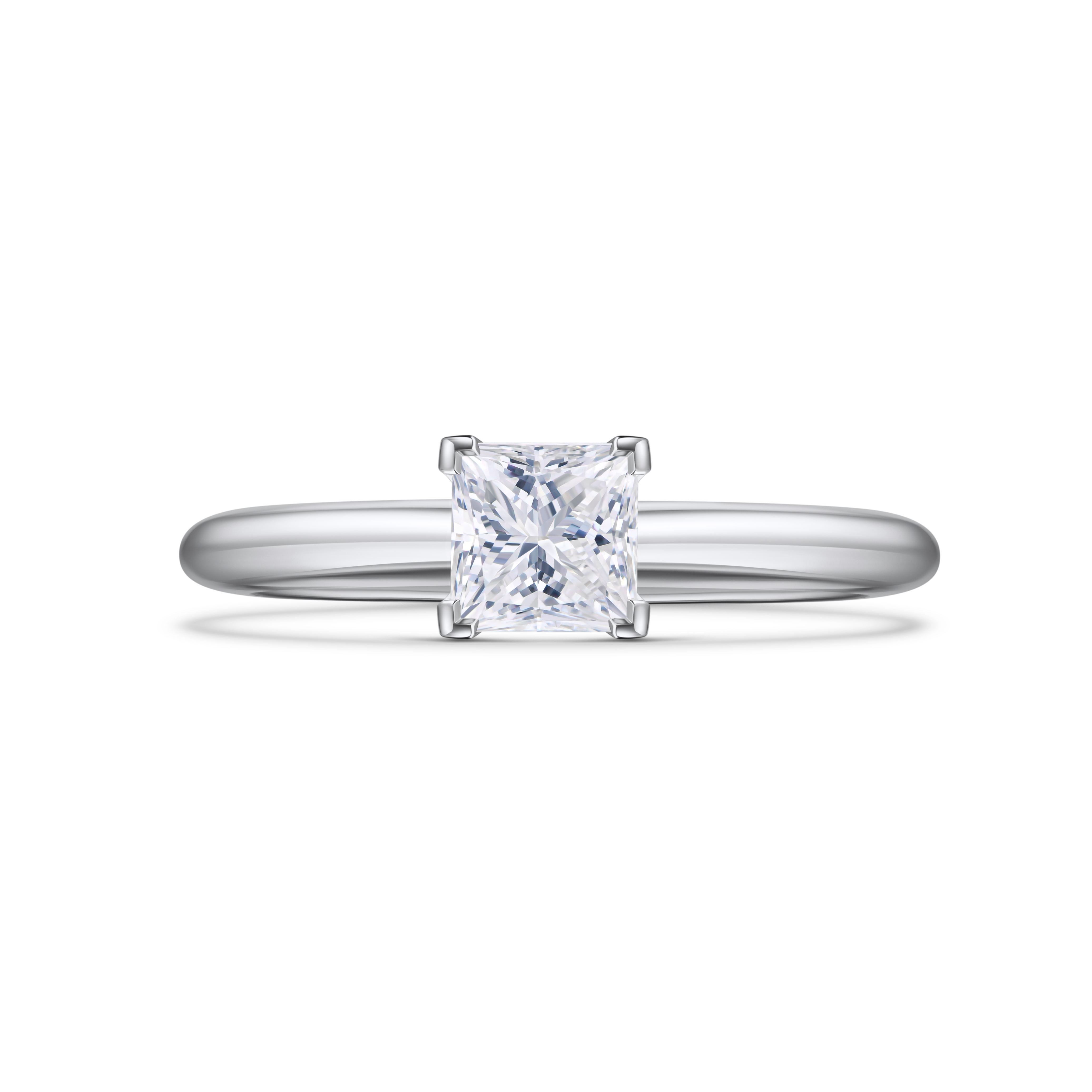 кольцо с бриллиантом огранки принцесса 0.4ct
