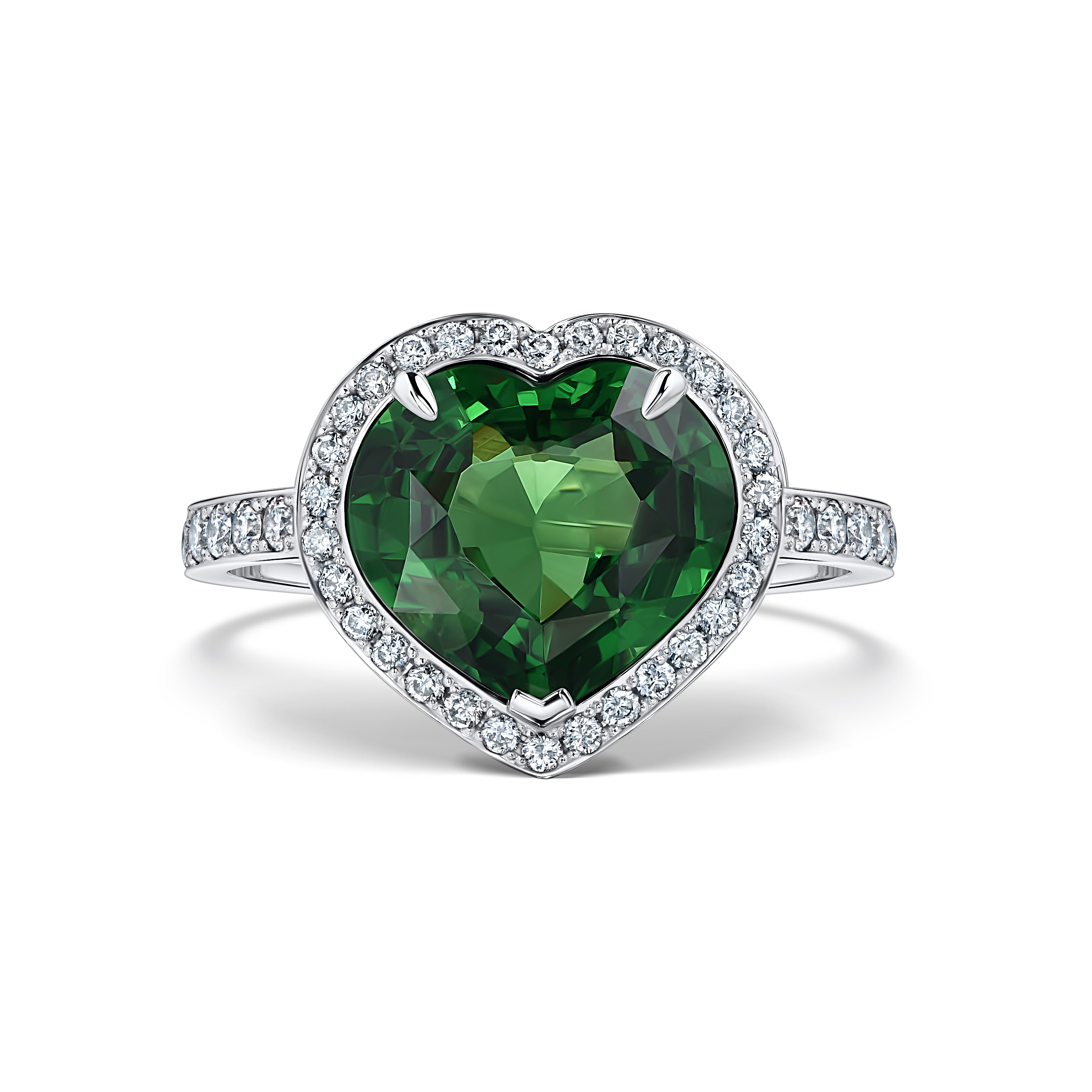 кольцо с цаворитом 3,08 ct и бриллиатами