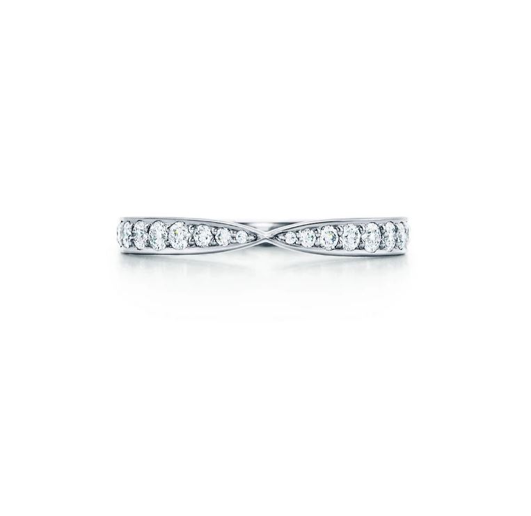 кольцо tiffany из белого золота с бриллиантами 0.23 ct