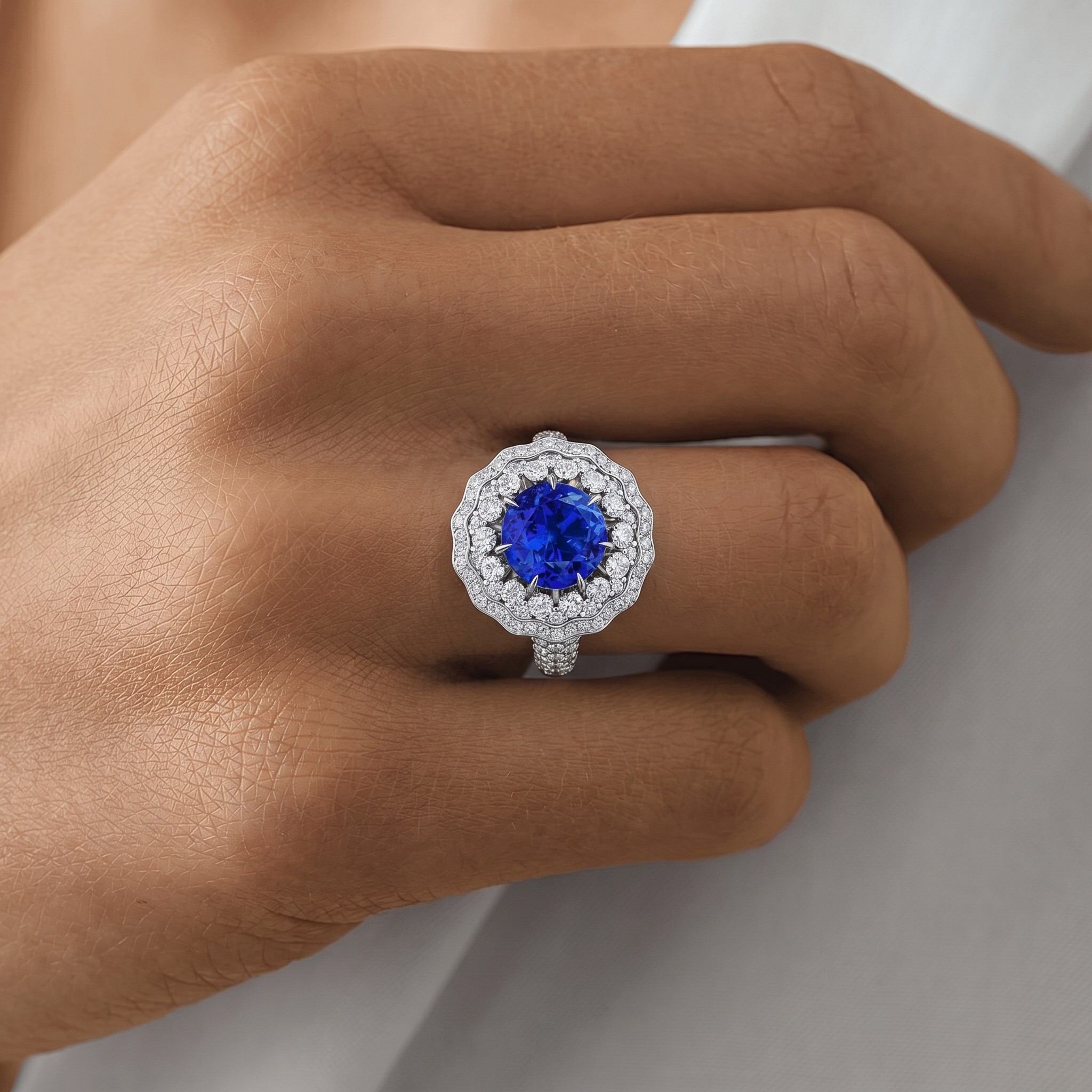 кольцо с танзанитом 5,06 ct. и бриллиантами 1,37 ct.