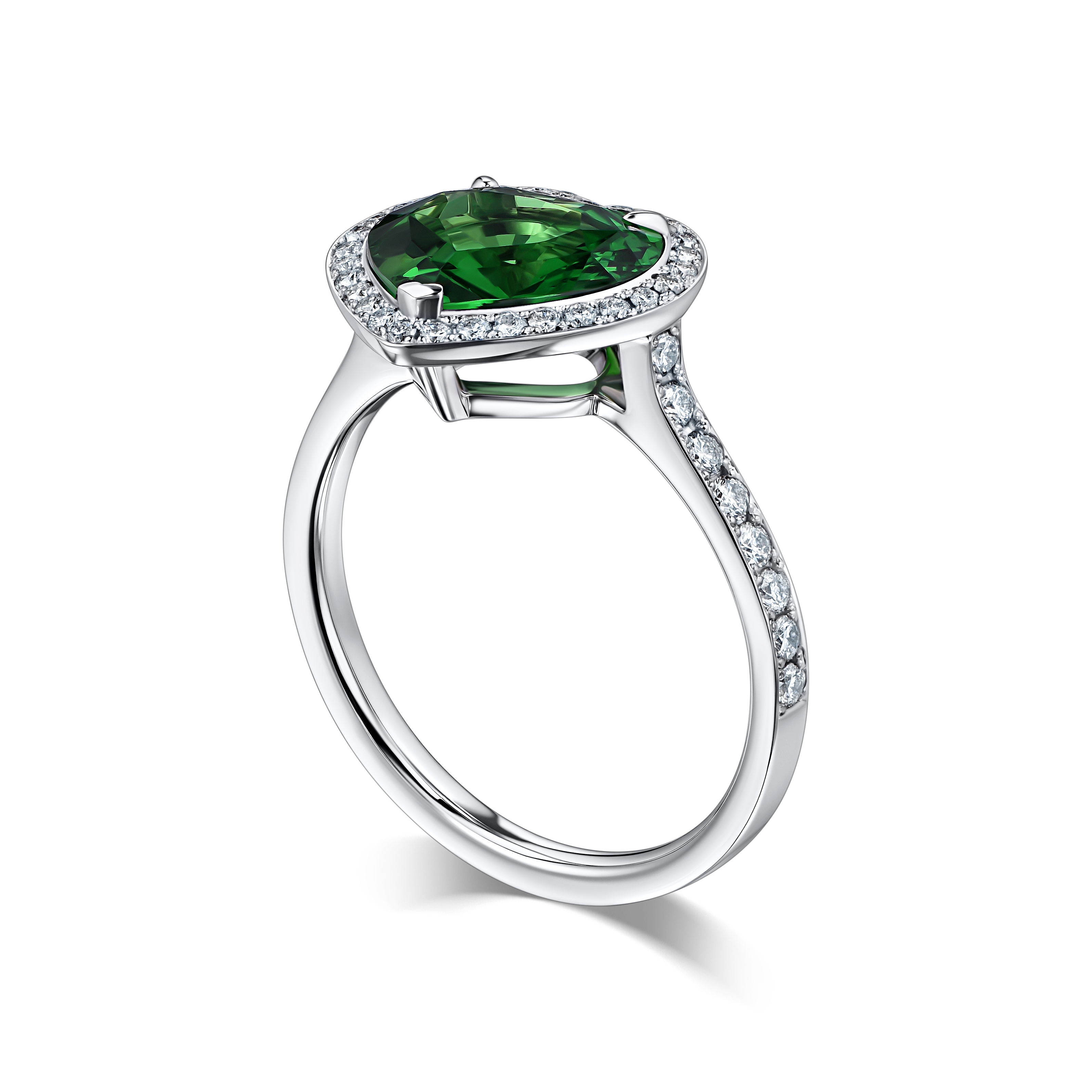 кольцо с цаворитом 3,08 ct и бриллиатами