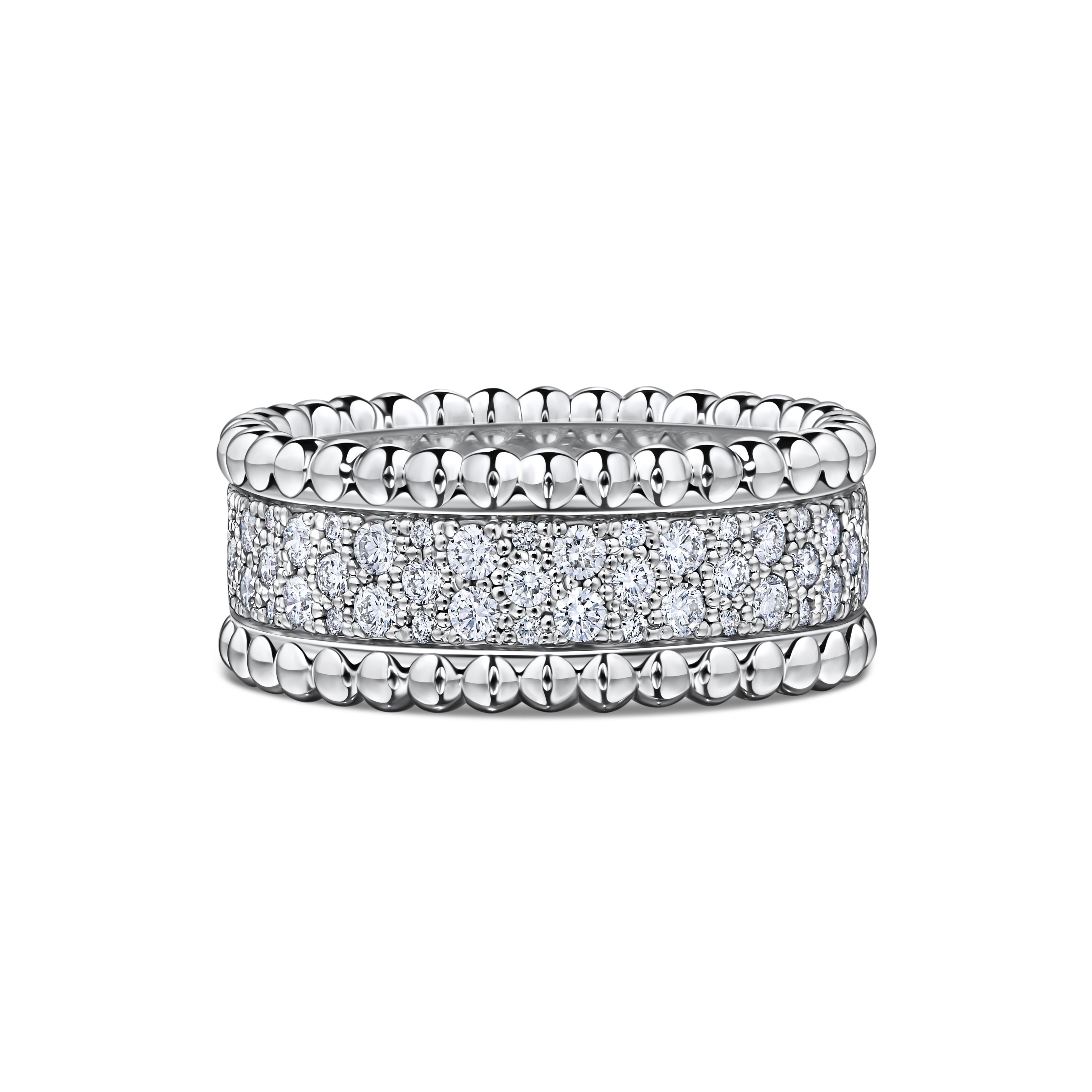кольцо van cleef & arpels perlee из белого золота  с бриллиантами 1,18 ct