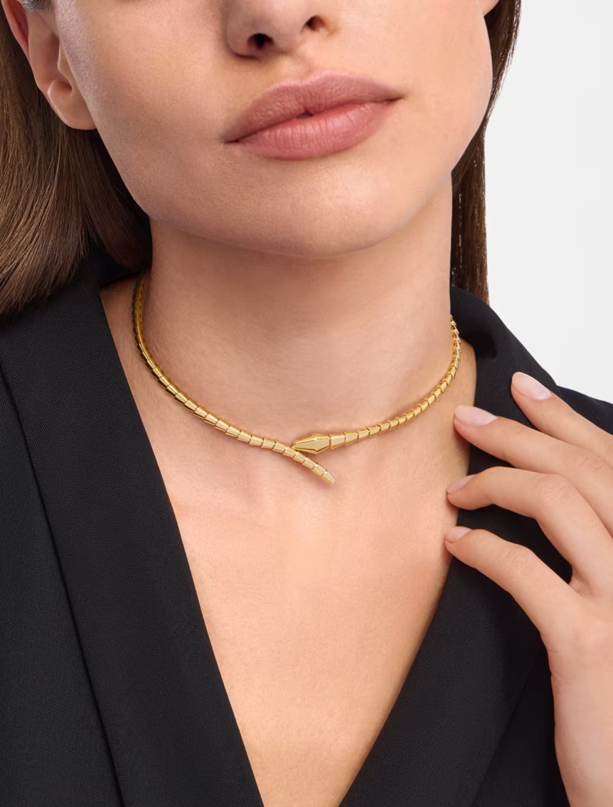 колье-змея bvlgari serpenti viper желтое золото 