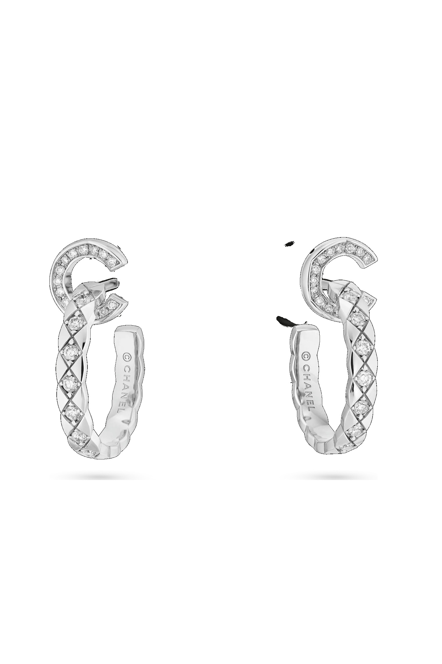 серьги chanel coco hoops, белое золото, бриллианты 0,52 ct.