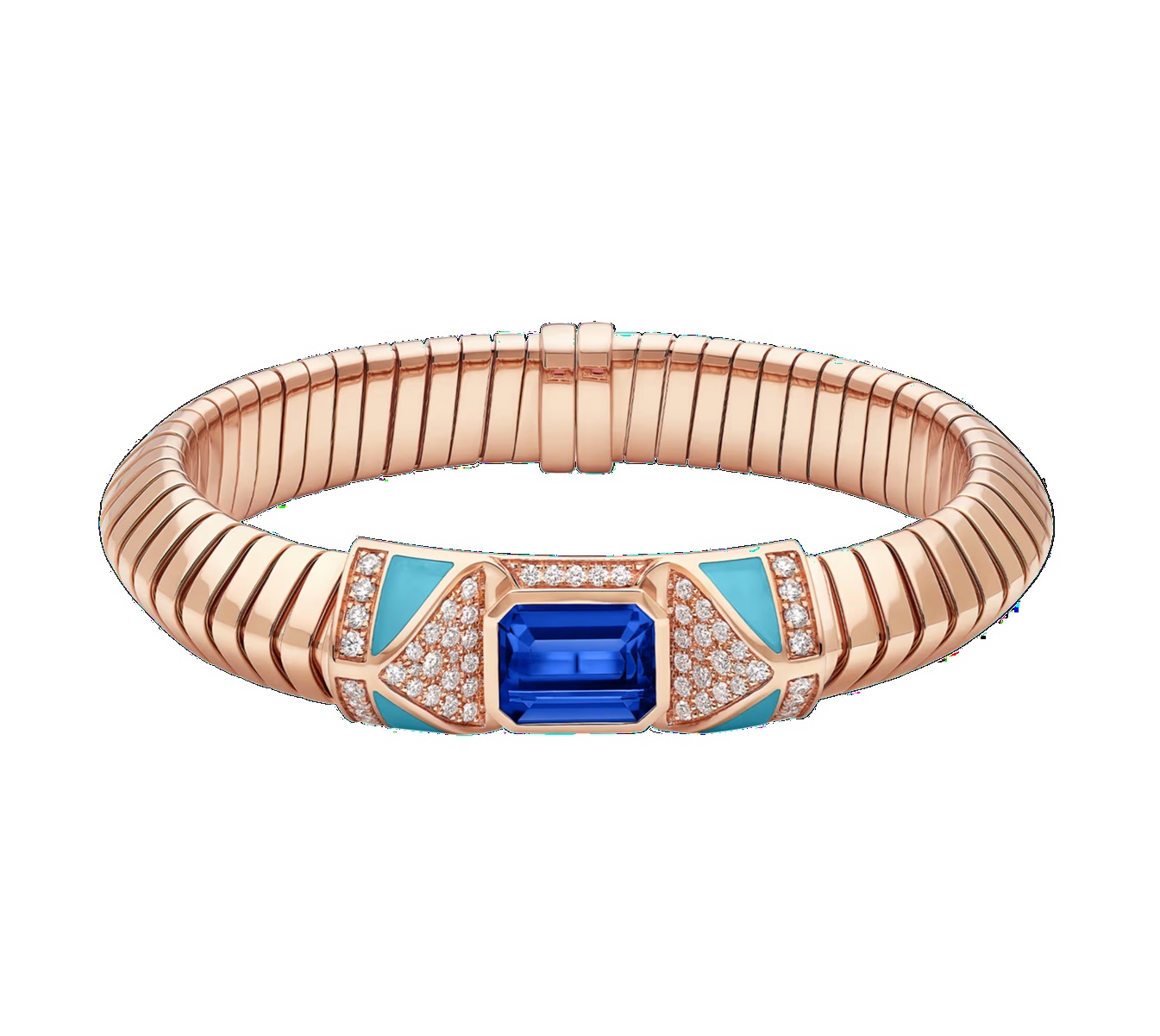 браслет bvlgari tubogas с танзанитом, бирюзой и бриллиантами 