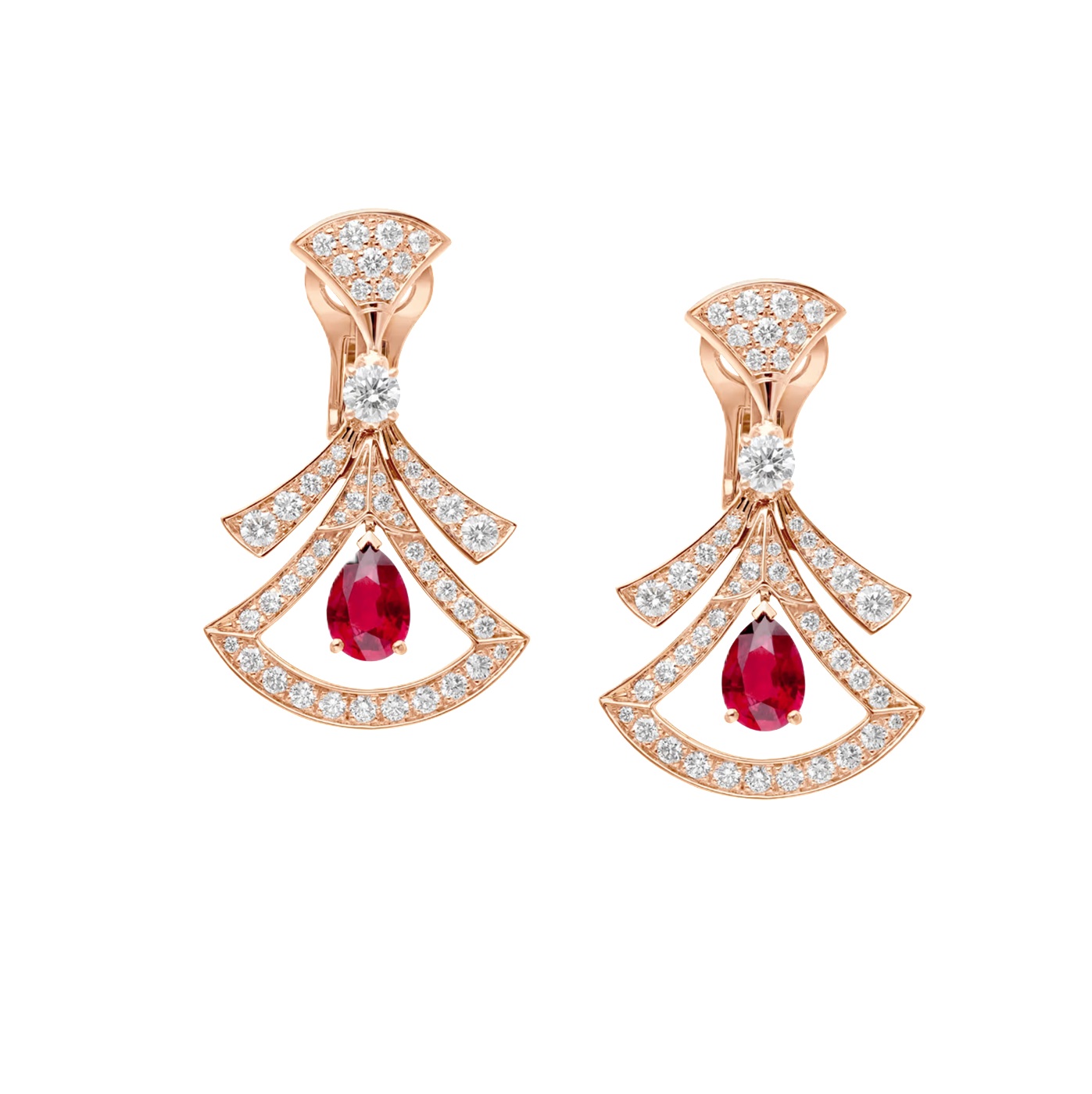 серьги bvlgari divas dream с бриллиантами 1.48 ct. и рубинами