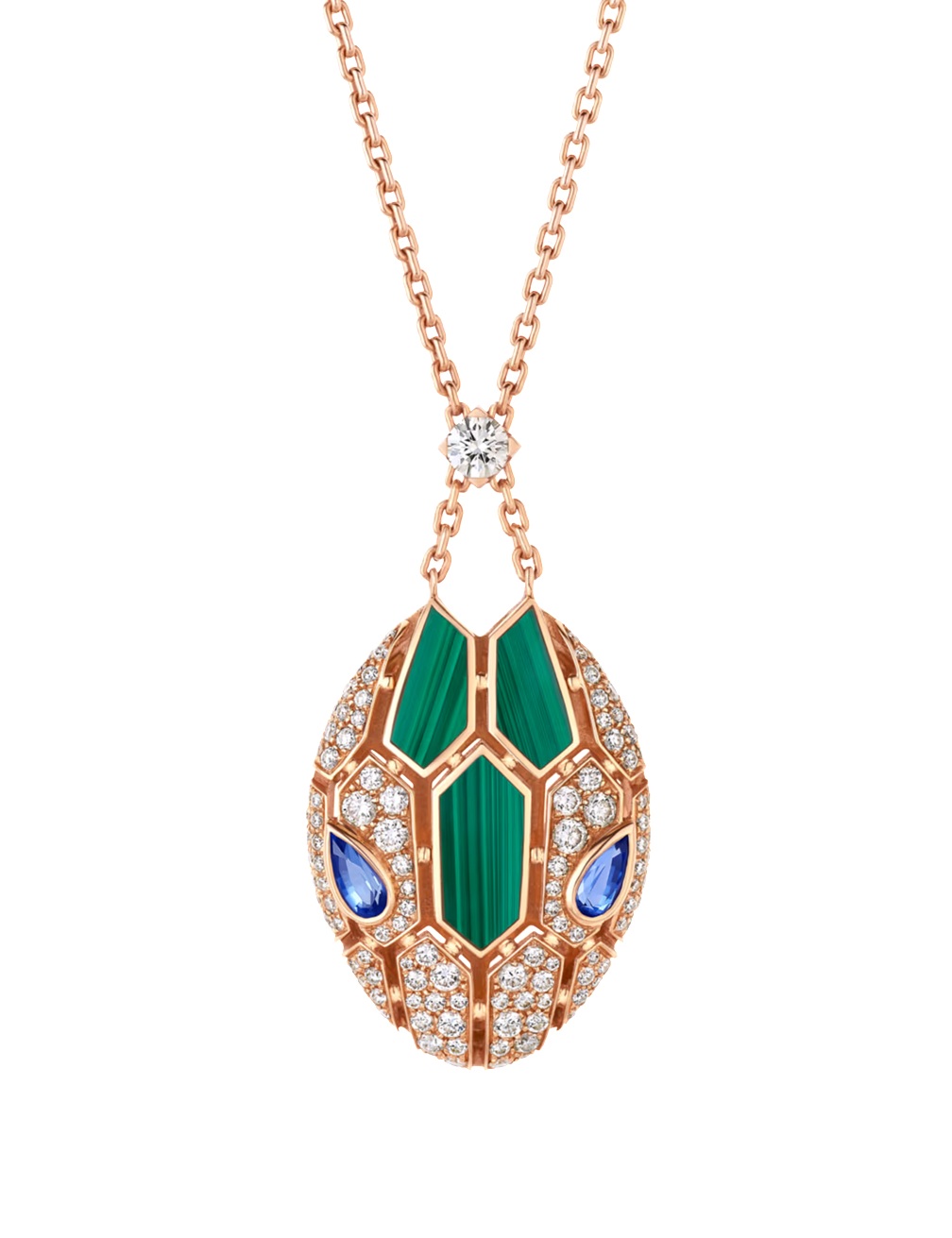 колье serpenti seduttori розовое золото с бриллиантами 1.34 ct.