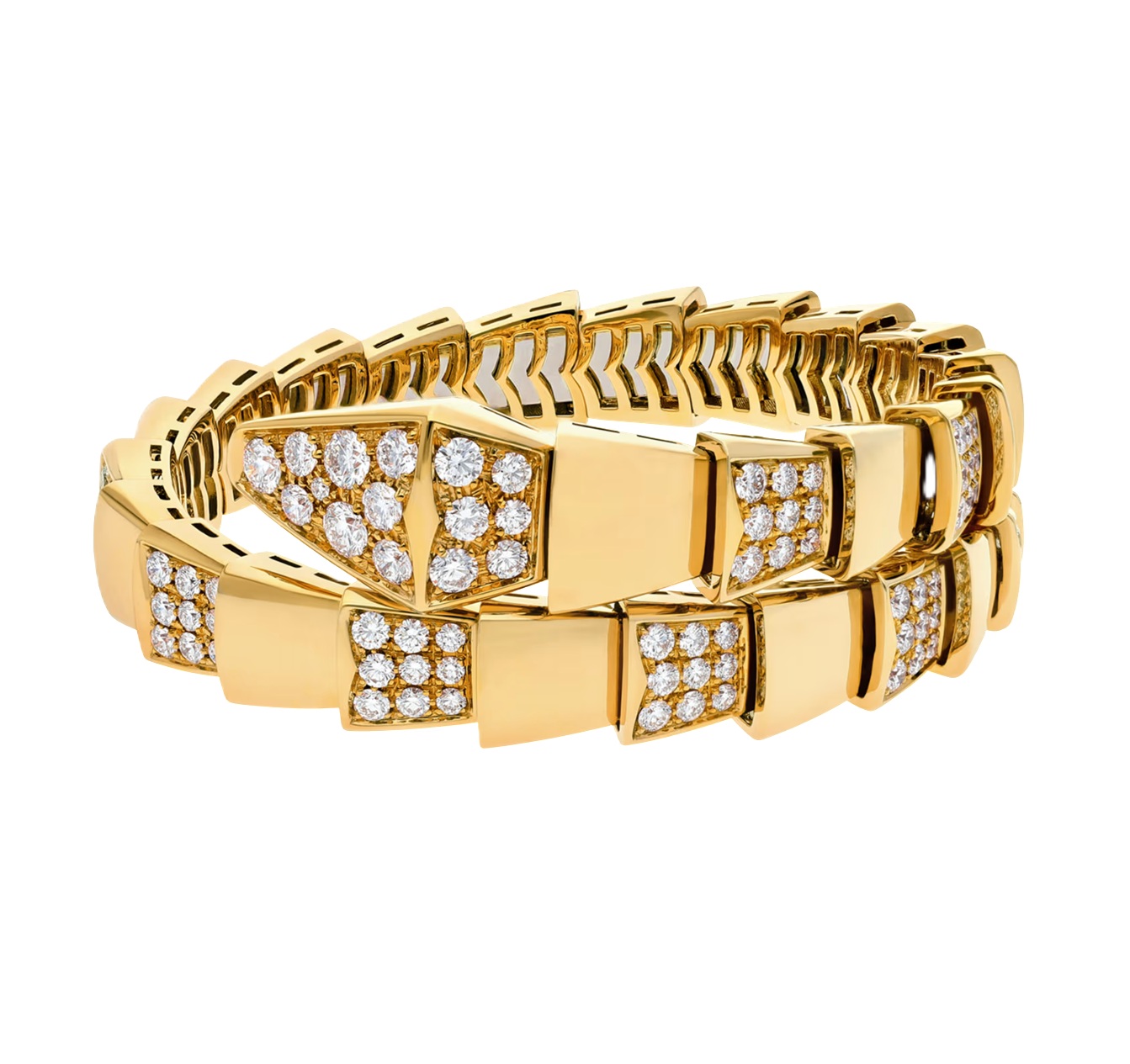 браслет serpenti scaglie желтое золото с бриллиантами 4.67 ct.