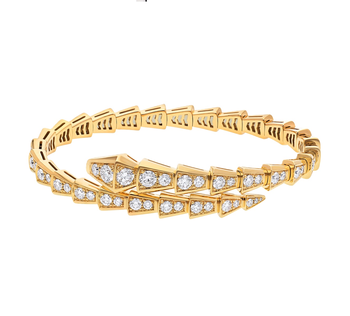 браслет serpenti viper, желтое золото c бриллиантами 3.4 ct.