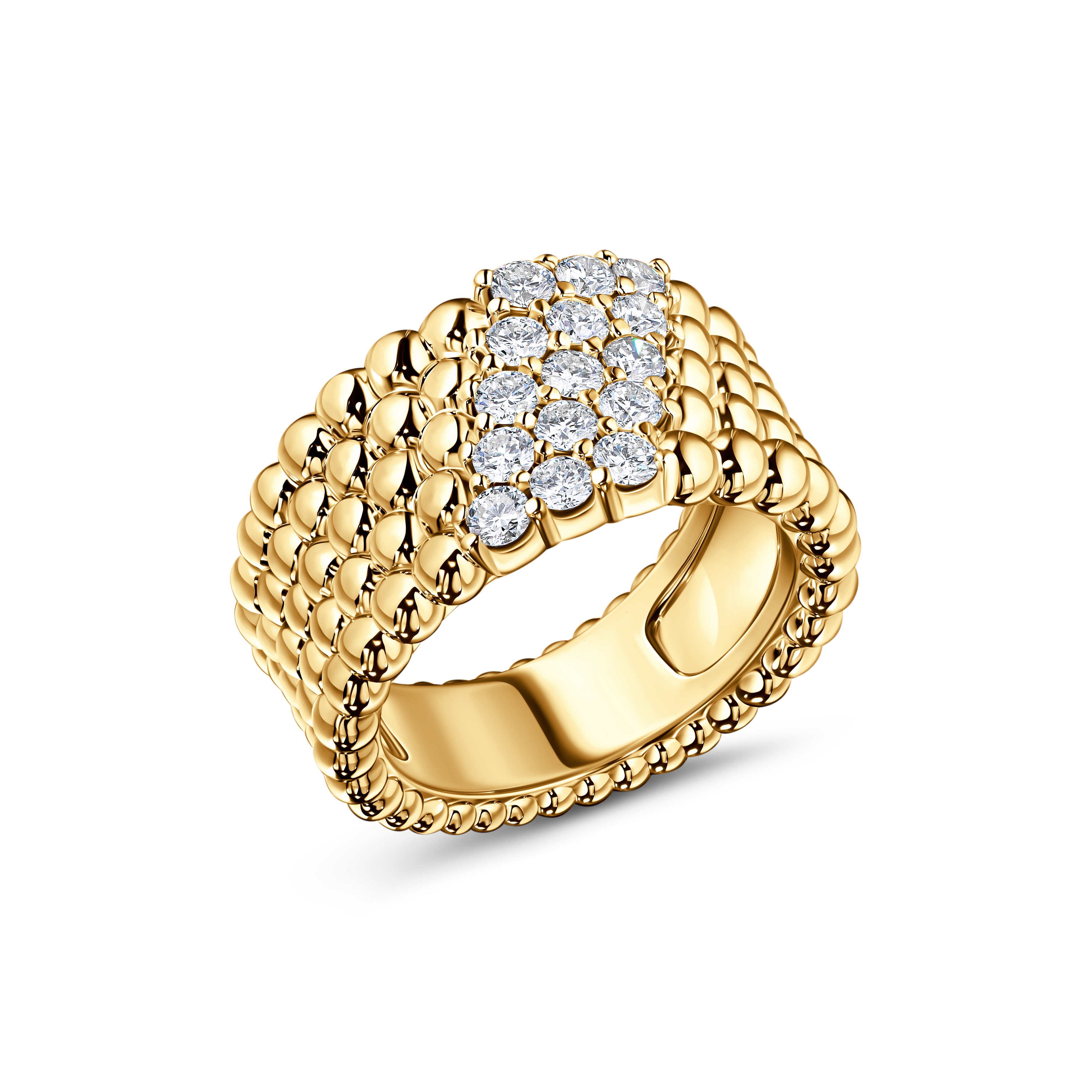 кольцо van cleef & arpels perlee из желтого золота с бриллиантами 0,76 ct