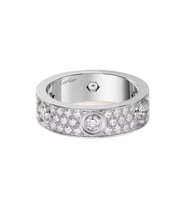 кольцо cartier love с бриллиантовым паве в белом золоте