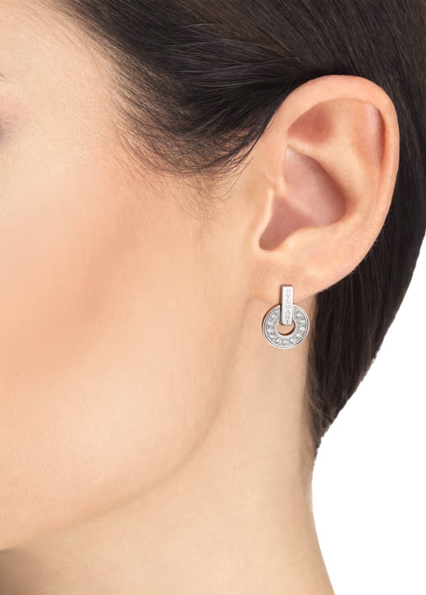 серьги bvlgari bvlgari белое золото с бриллиантами 0.38 ct.