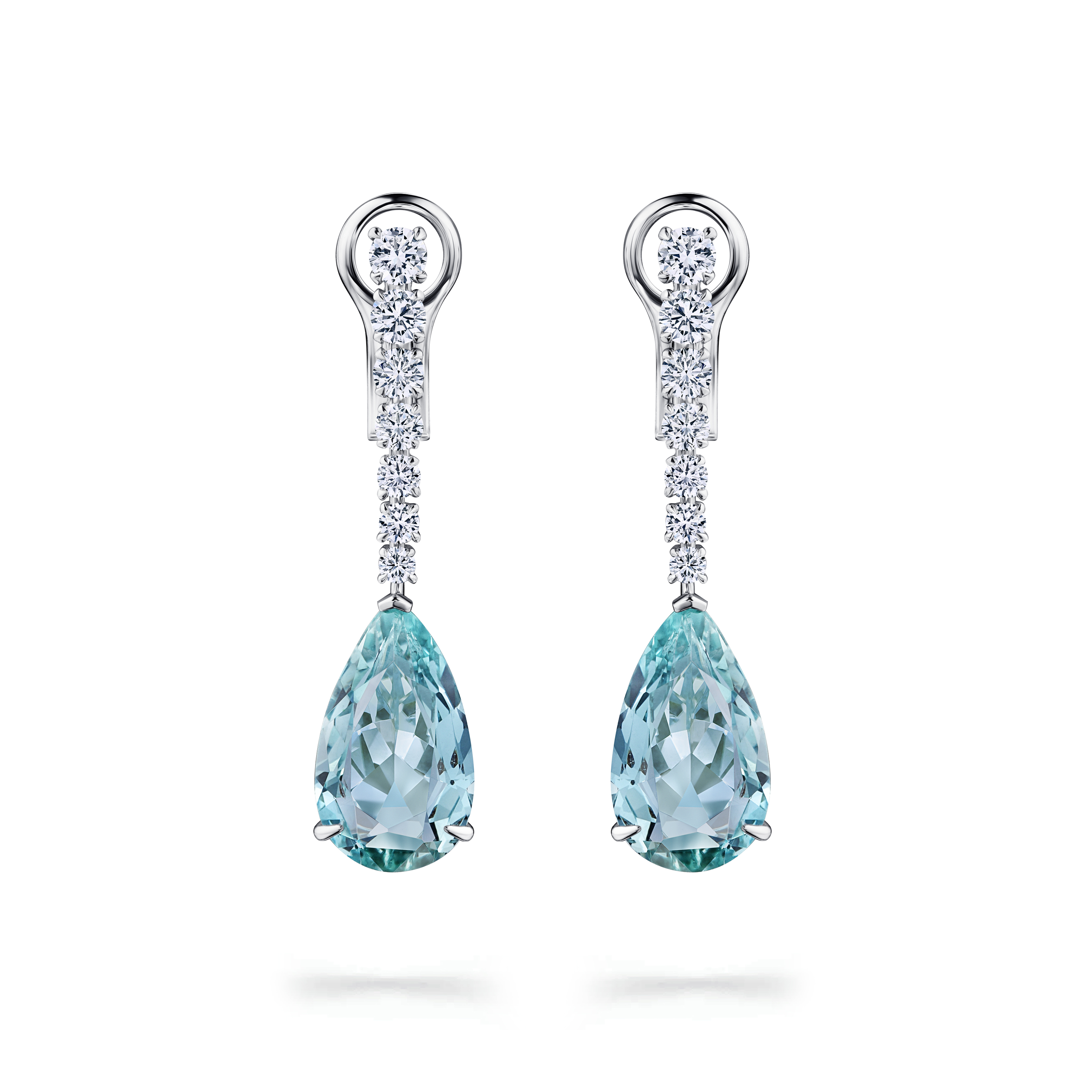 серьги с бриллиантами и аквамаринами 8,07 ct