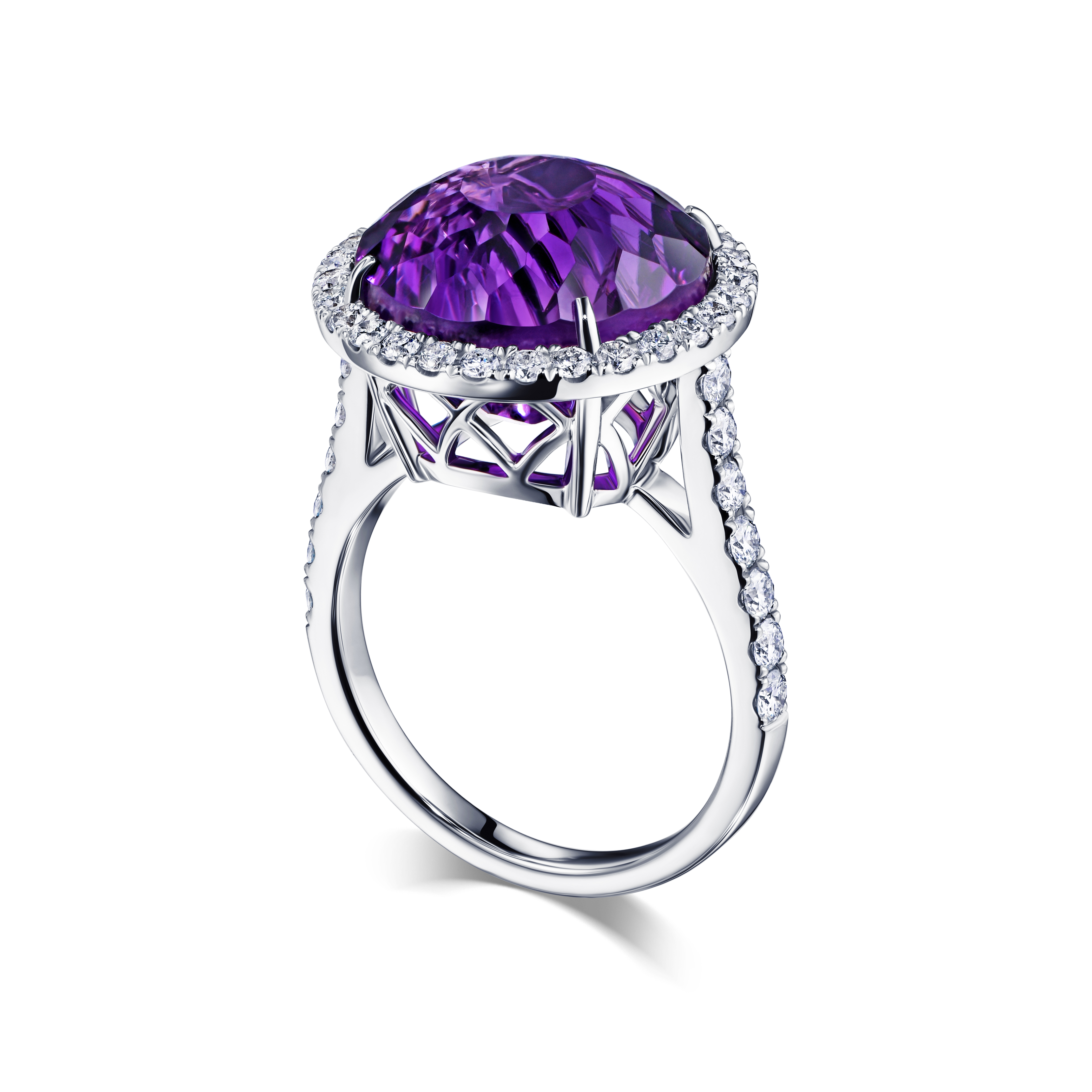 кольцо с аметистом  9,98 ct и бриллиантами
