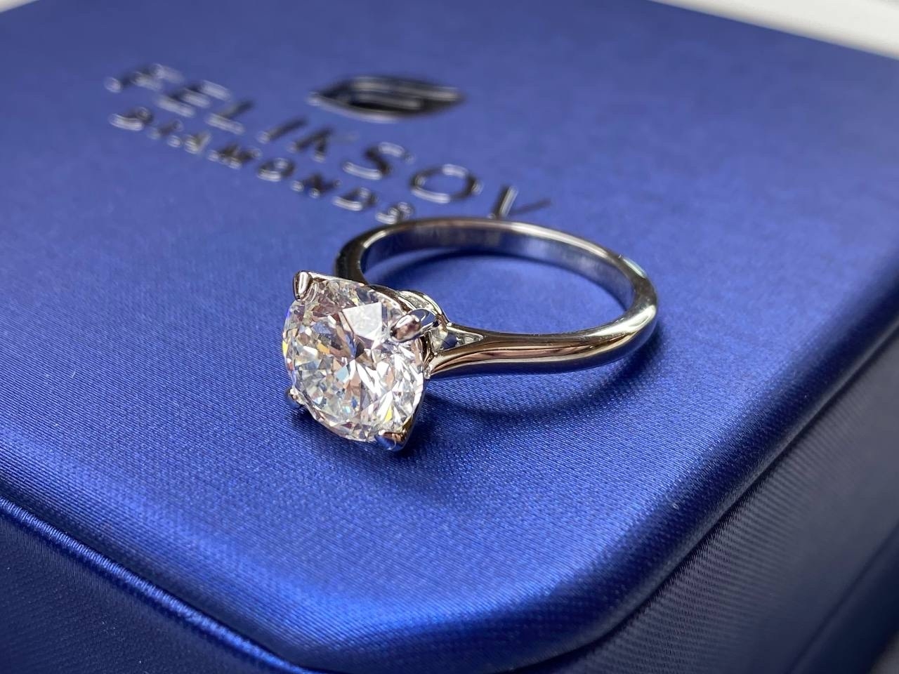 кольцо с лабораторным бриллиантом 2,50 ct