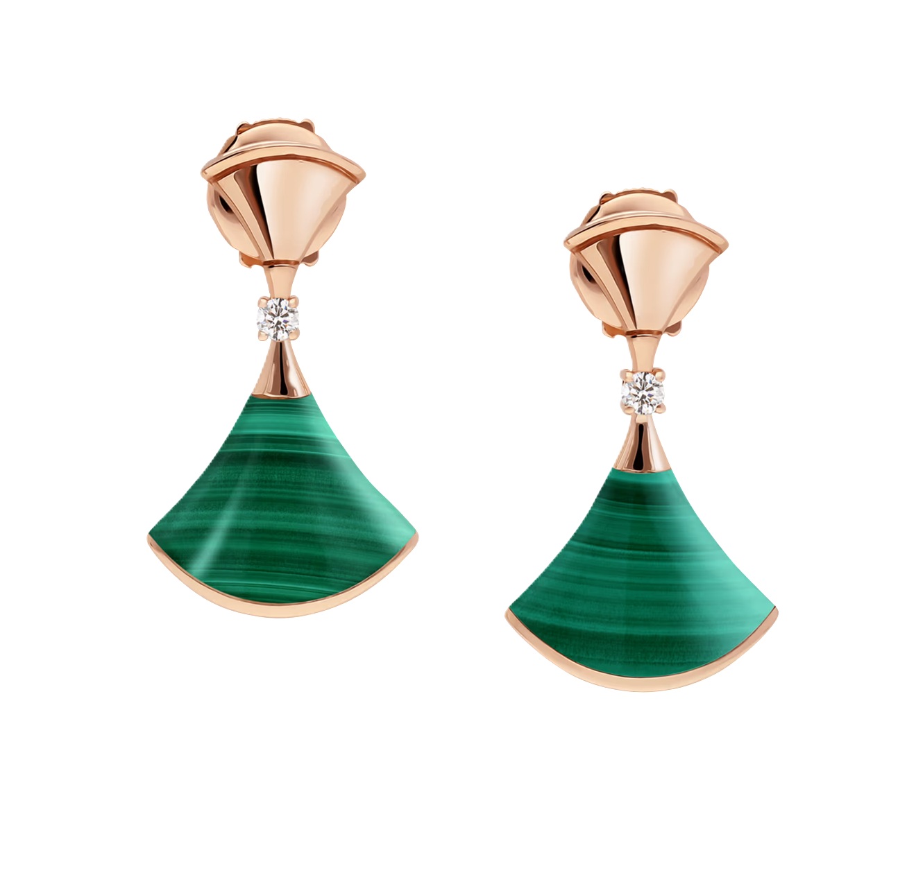 серьги bvlgari divas dream с малахитом и бриллиантами 0.07 ct.