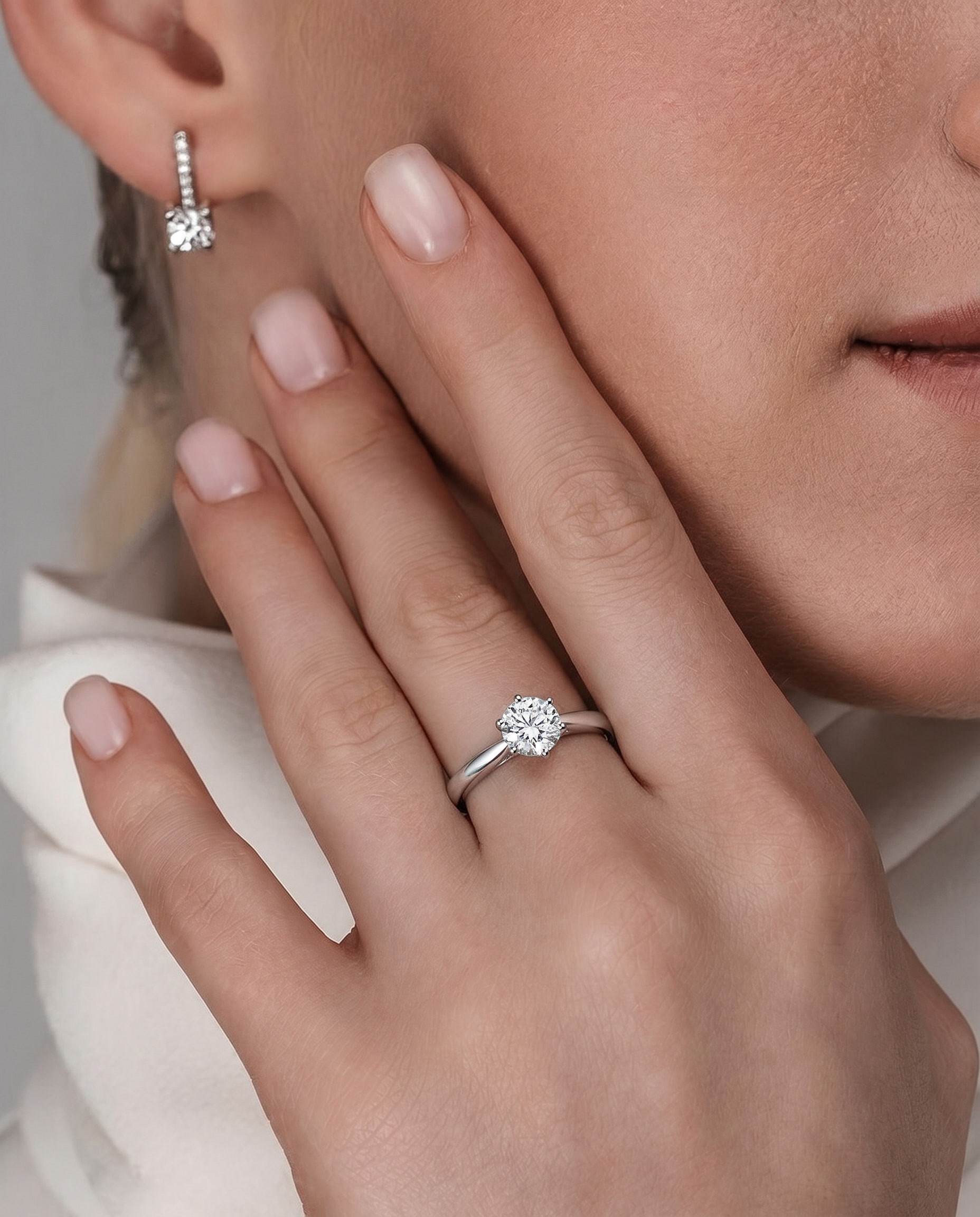 кольцо лабораторным бриллиантом 0,74 ct.