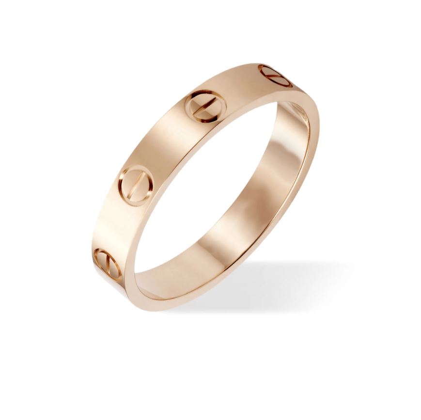 кольцо cartier love в розовом золоте 750 пробы, малая модель 3,5 мм