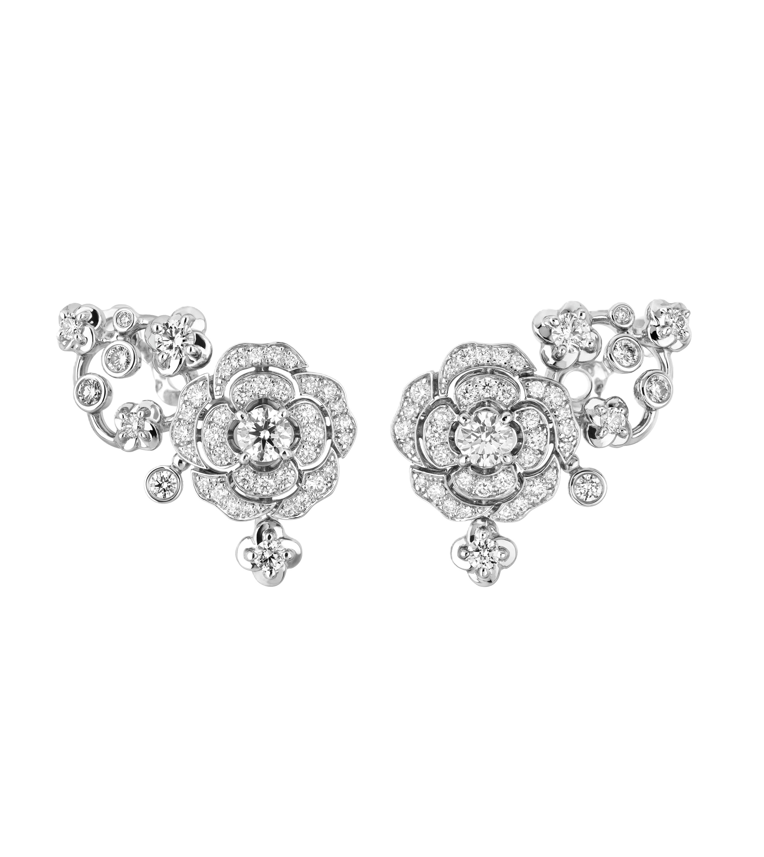 серьги chanel bouton de camelia crawling
