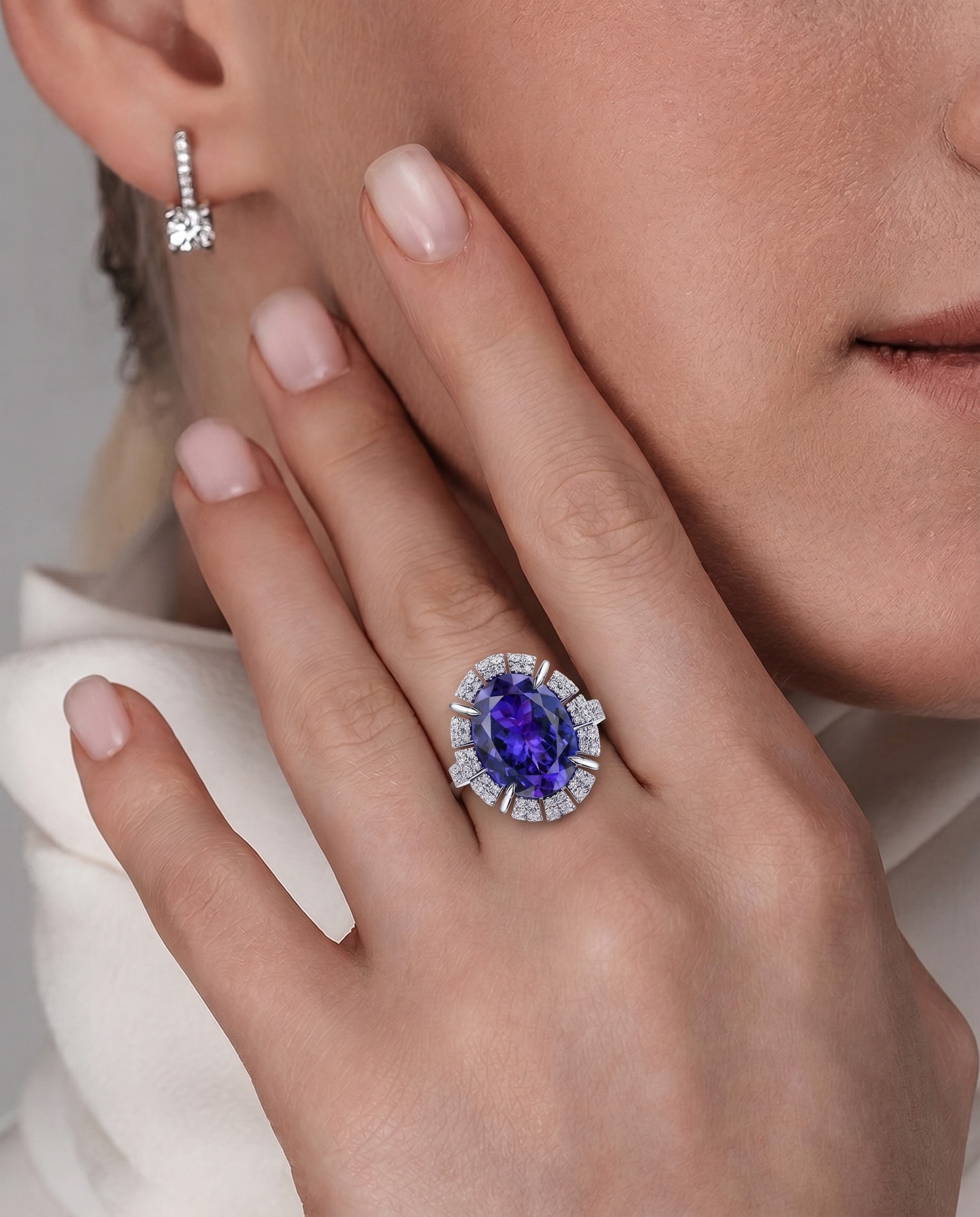 кольцо с бриллиантами и танзанитом 8,47 ct.