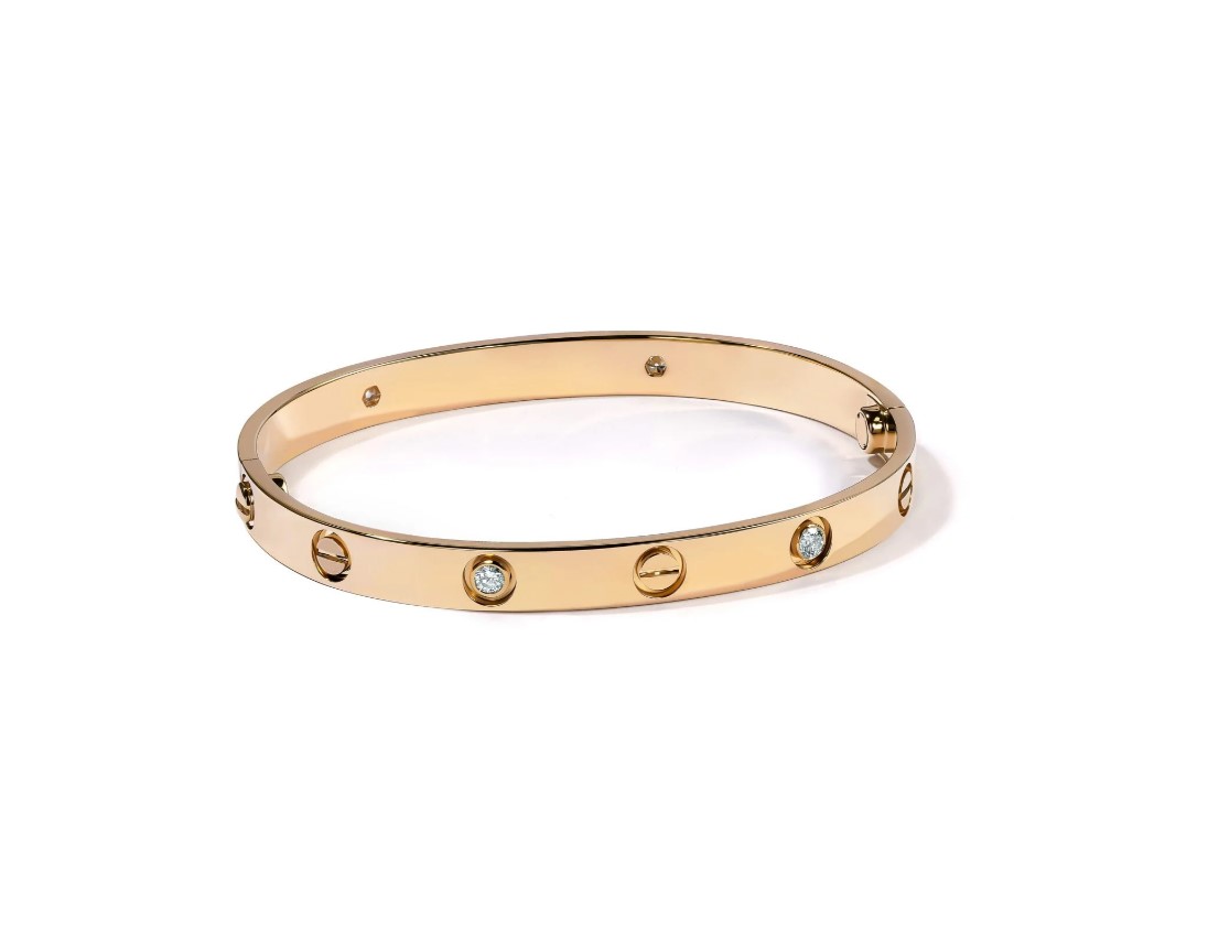 браслет cartier love,  классическая модель, 4 бриллианта 0,61 ct