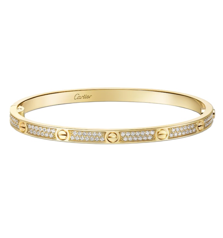 браслет cartier love маленькая модель, бриллиантовый паваж