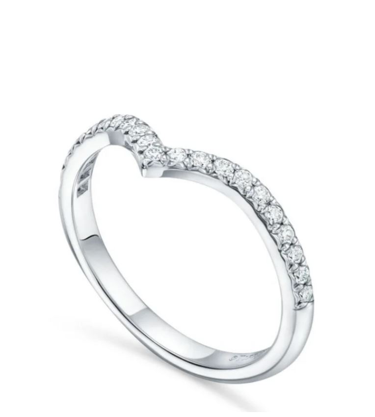 кольцо tiffany с v-образным изгибом из белого золота с бриллиантами 0.17 ct