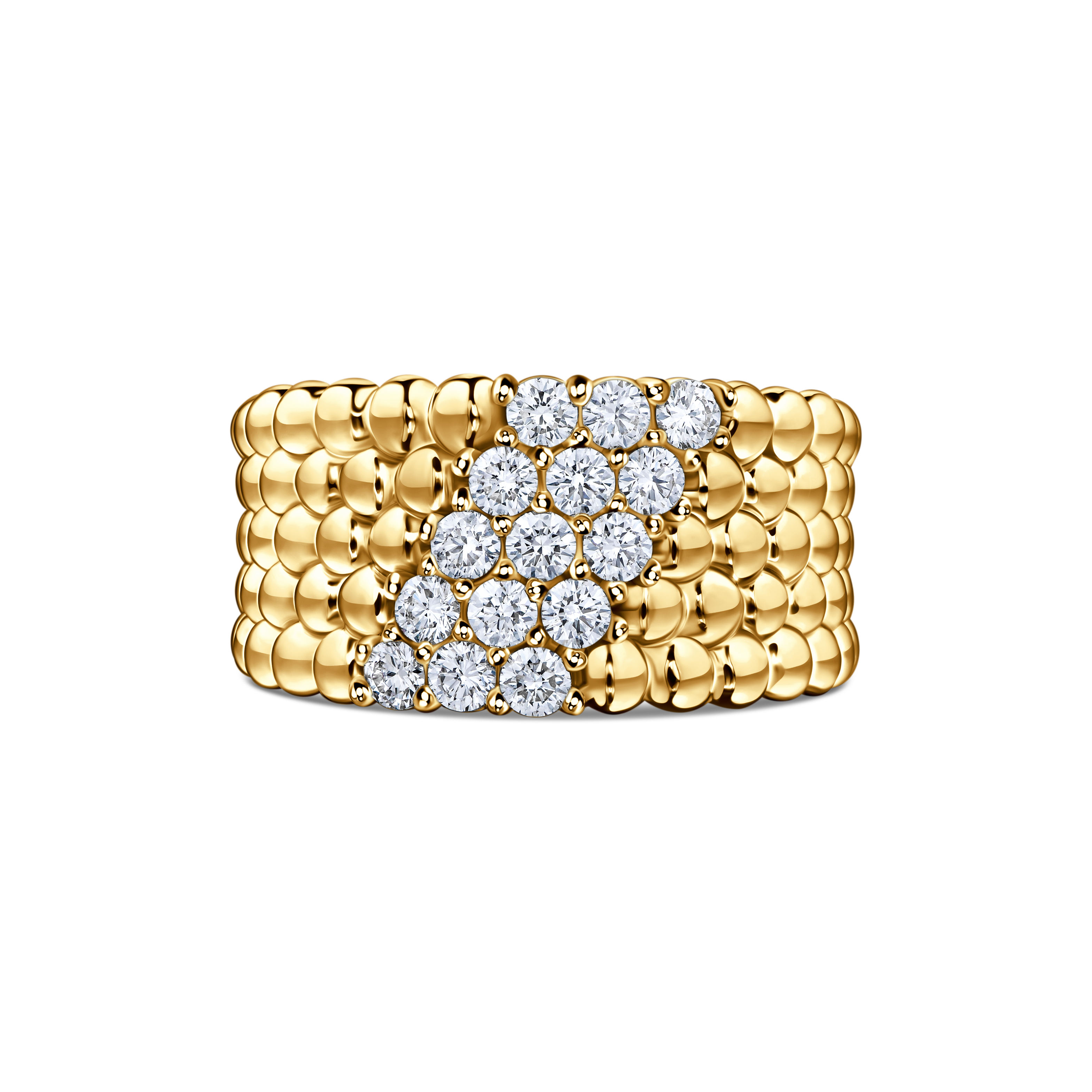 кольцо van cleef & arpels perlee из желтого золота с бриллиантами 0,76 ct