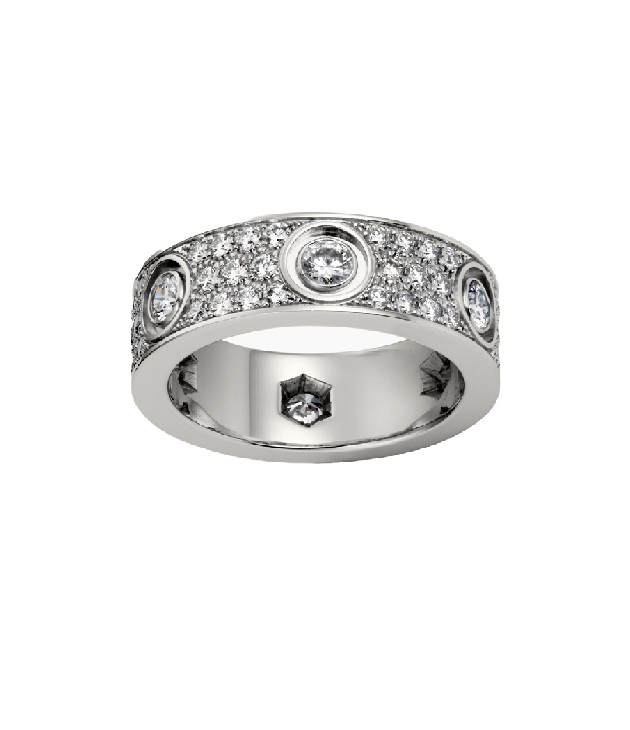 кольцо cartier love с бриллиантовым паве в белом золоте