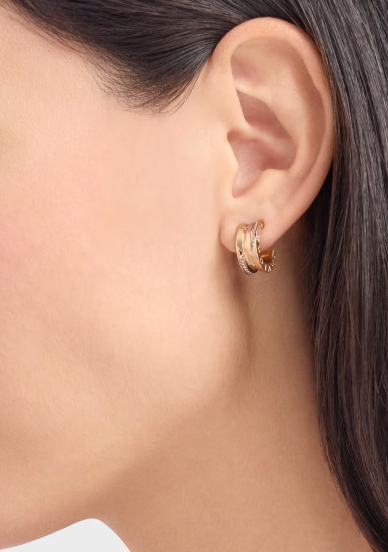 серьги bvlgari b.zero1 розовое золото c бриллиантами 0.22 ct.