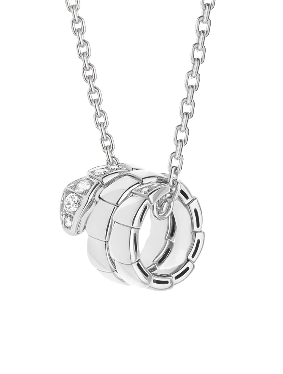 колье bvlgari serpenti viper белое золото с бриллиантами 0.13 ct. 