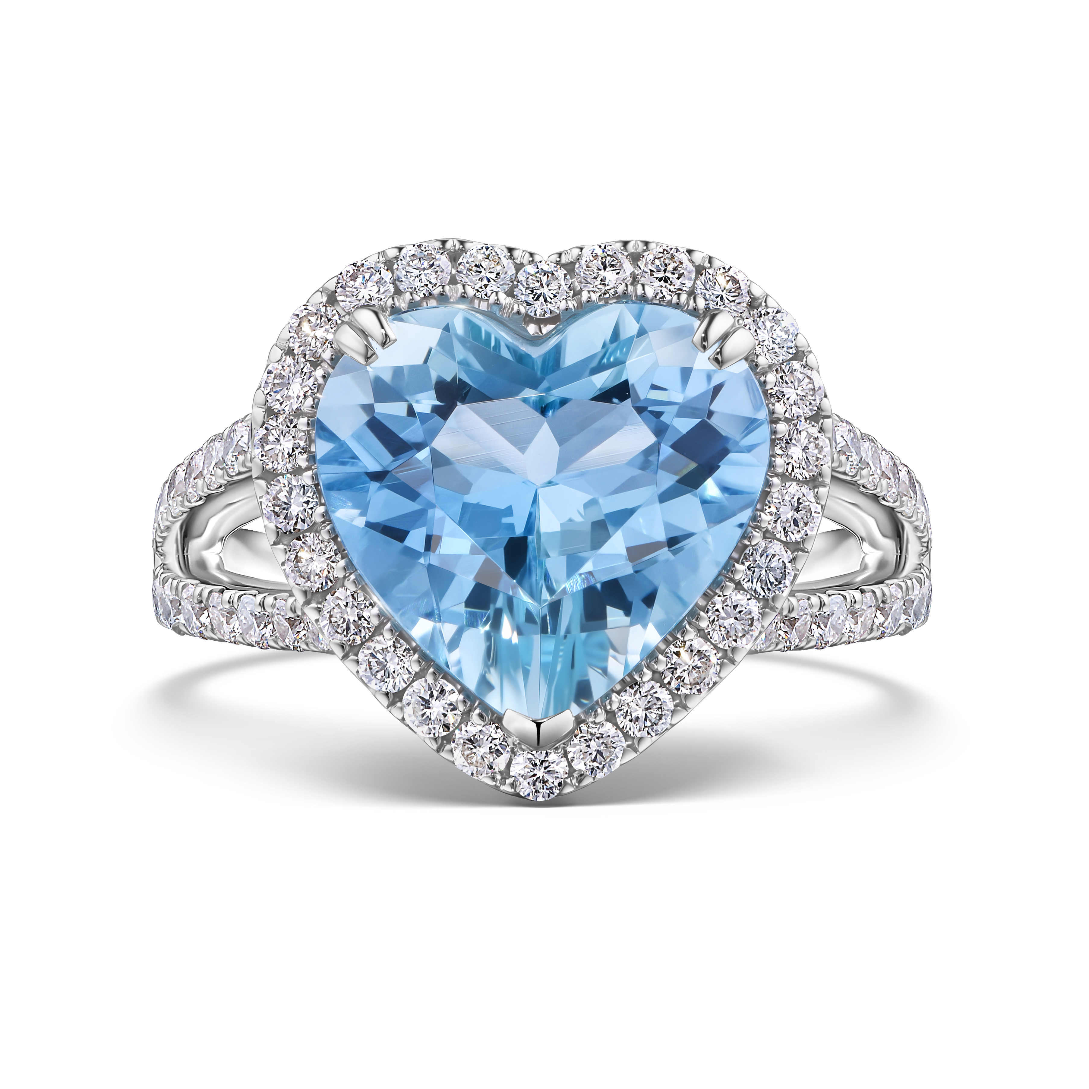 кольцо с аквамарином 4,13ct. и бриллиантами